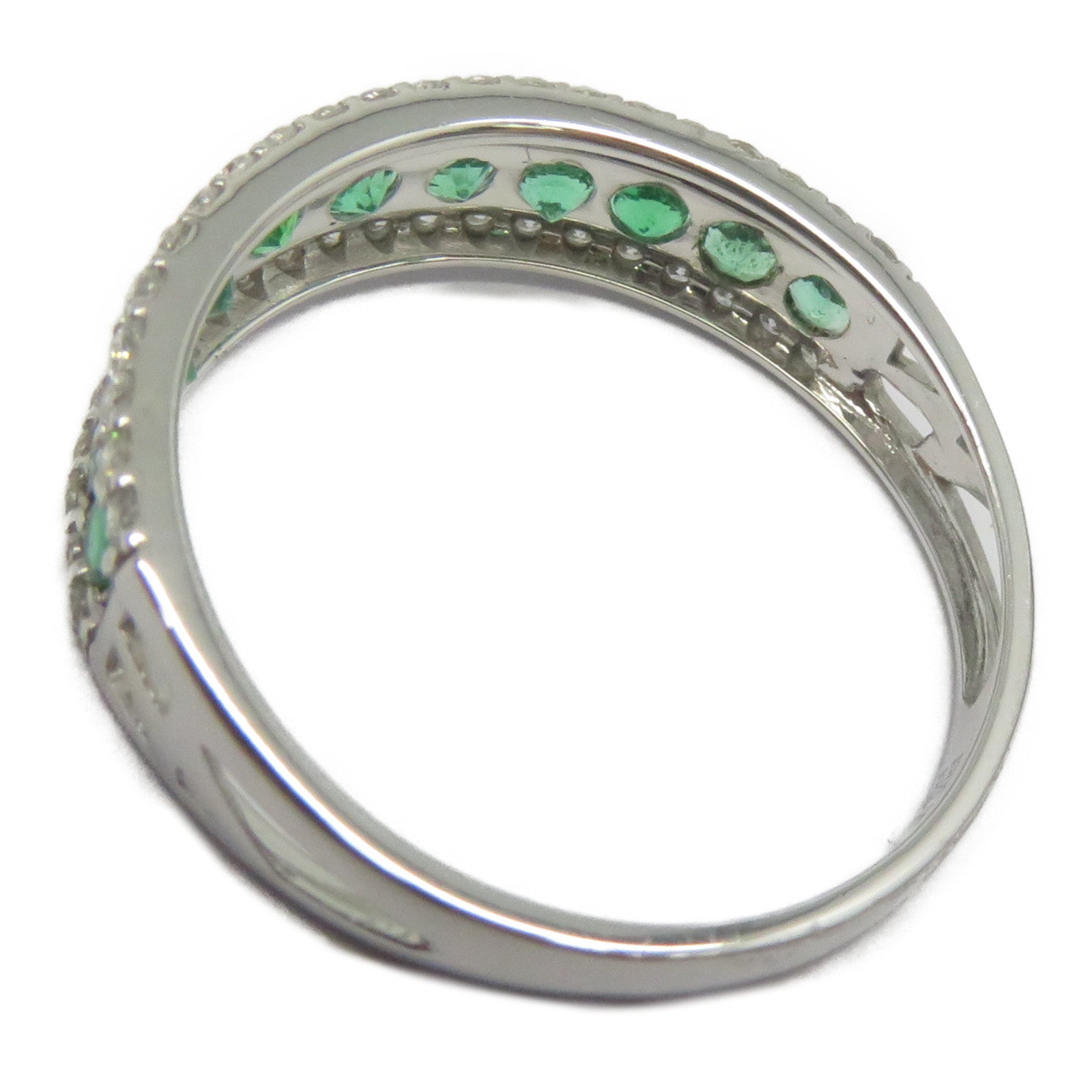 JEWELRY 18K白金Emerald Diamond Ring 0.4ct綠寶石/0.3ct鑽石戒指US#6.5