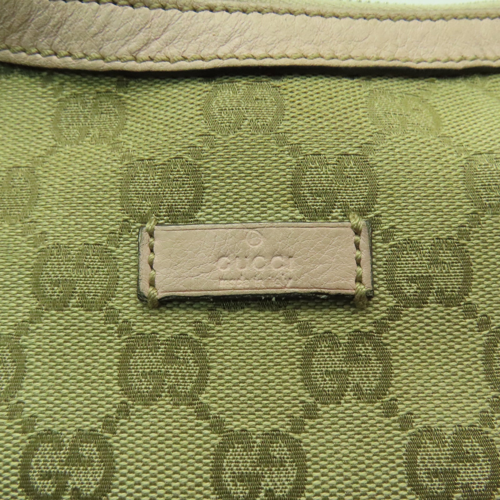 GUCCI 【激減優惠】帆布Shoulder Bag銀扣肩背袋粉紅色/米色