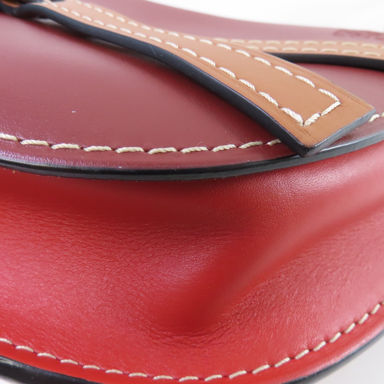 LOEWE 牛皮皮革Gate Shoulder Bag肩背袋啡色/紅色