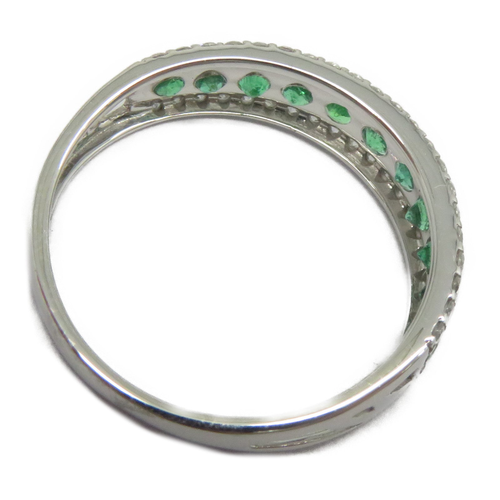 JEWELRY 18K白金Emerald Diamond Ring 0.4ct綠寶石/0.3ct鑽石戒指US#6.5