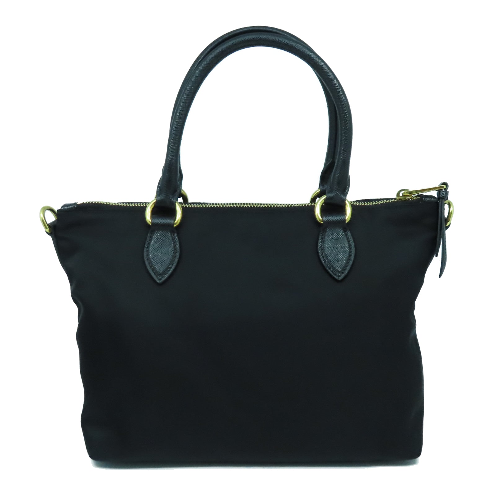 PRADA 尼龍/牛皮皮革2 Way Shoulder Bag金扣手挽肩背兩用袋黑色