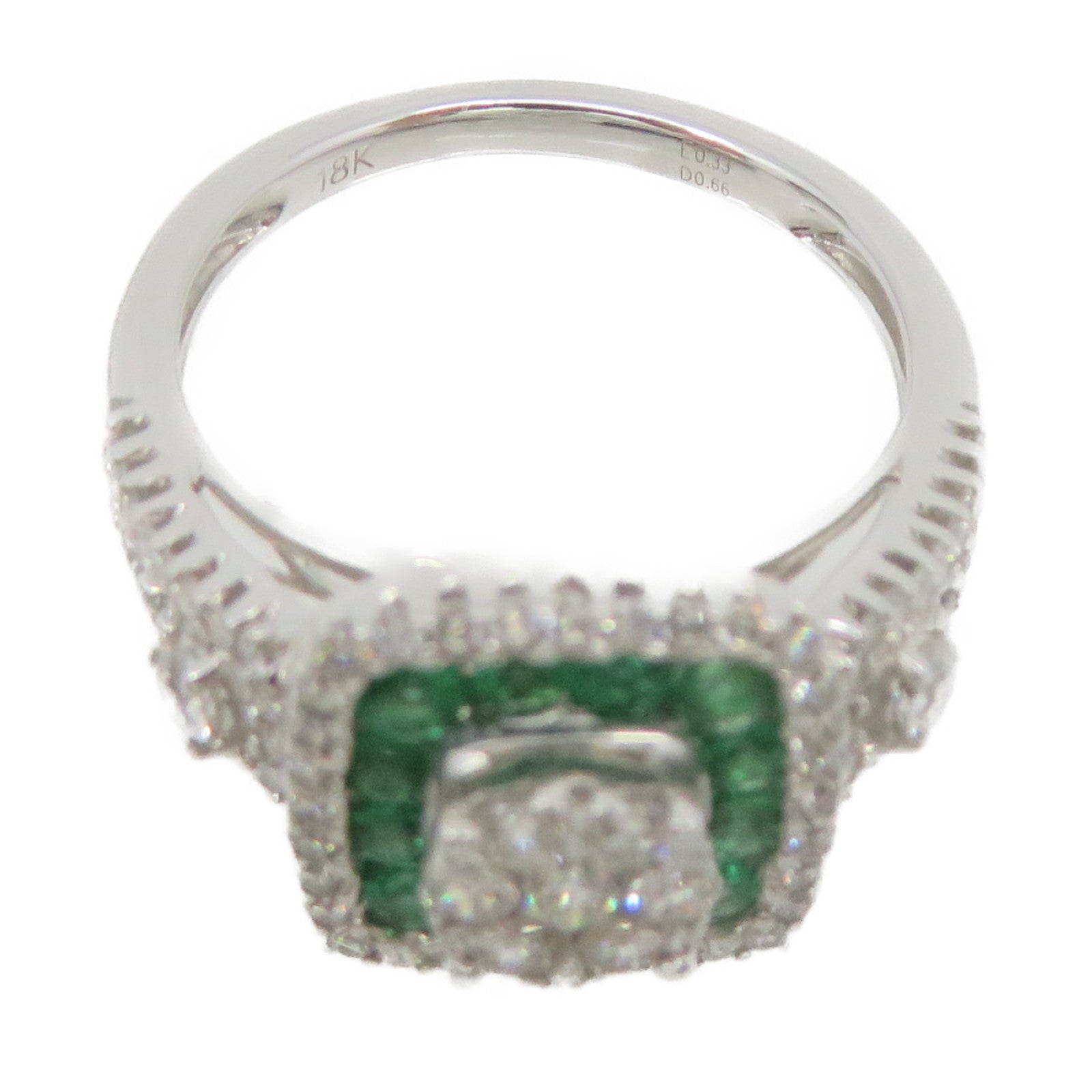 JEWELRY 18K白金/0.35ct綠寶石/0.66ct鑽石Emerald Ring戒指US#6
