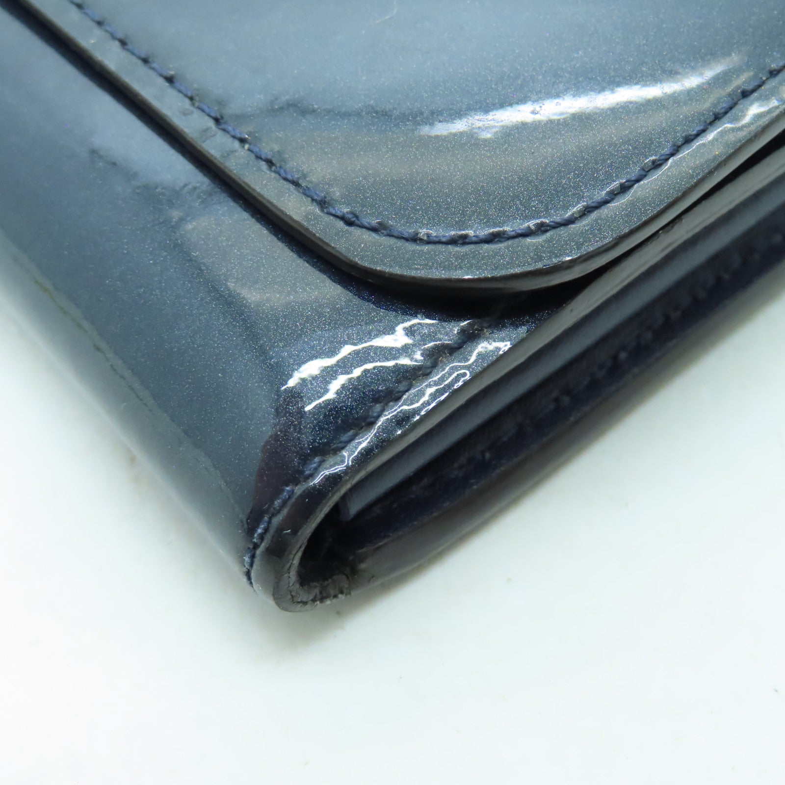 LOUIS VUITTON 漆皮皮革Twist Wallet銀扣長錢包藍色