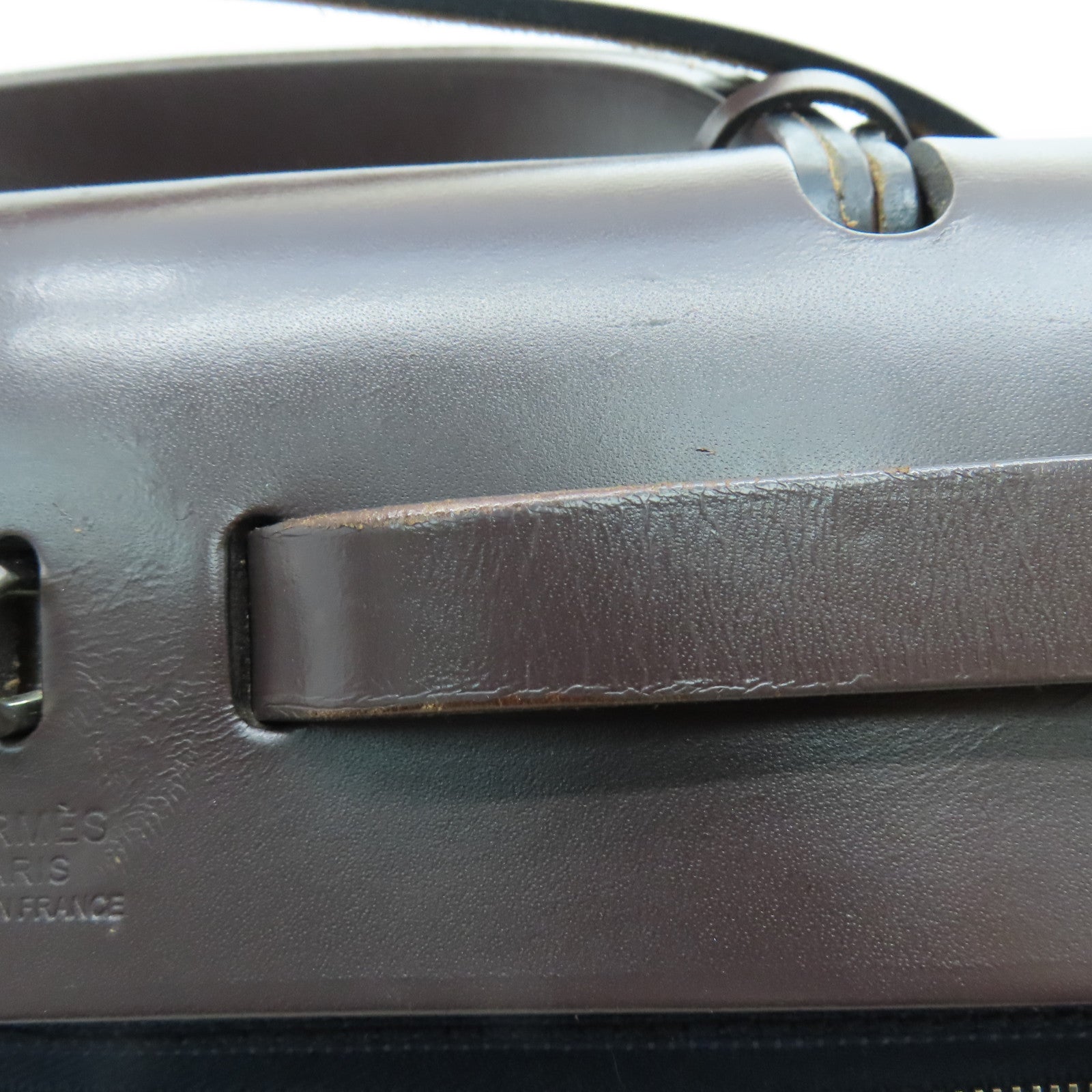 HERMES 帆布Herbag PM银扣肩带包Blue Saphire蓝色