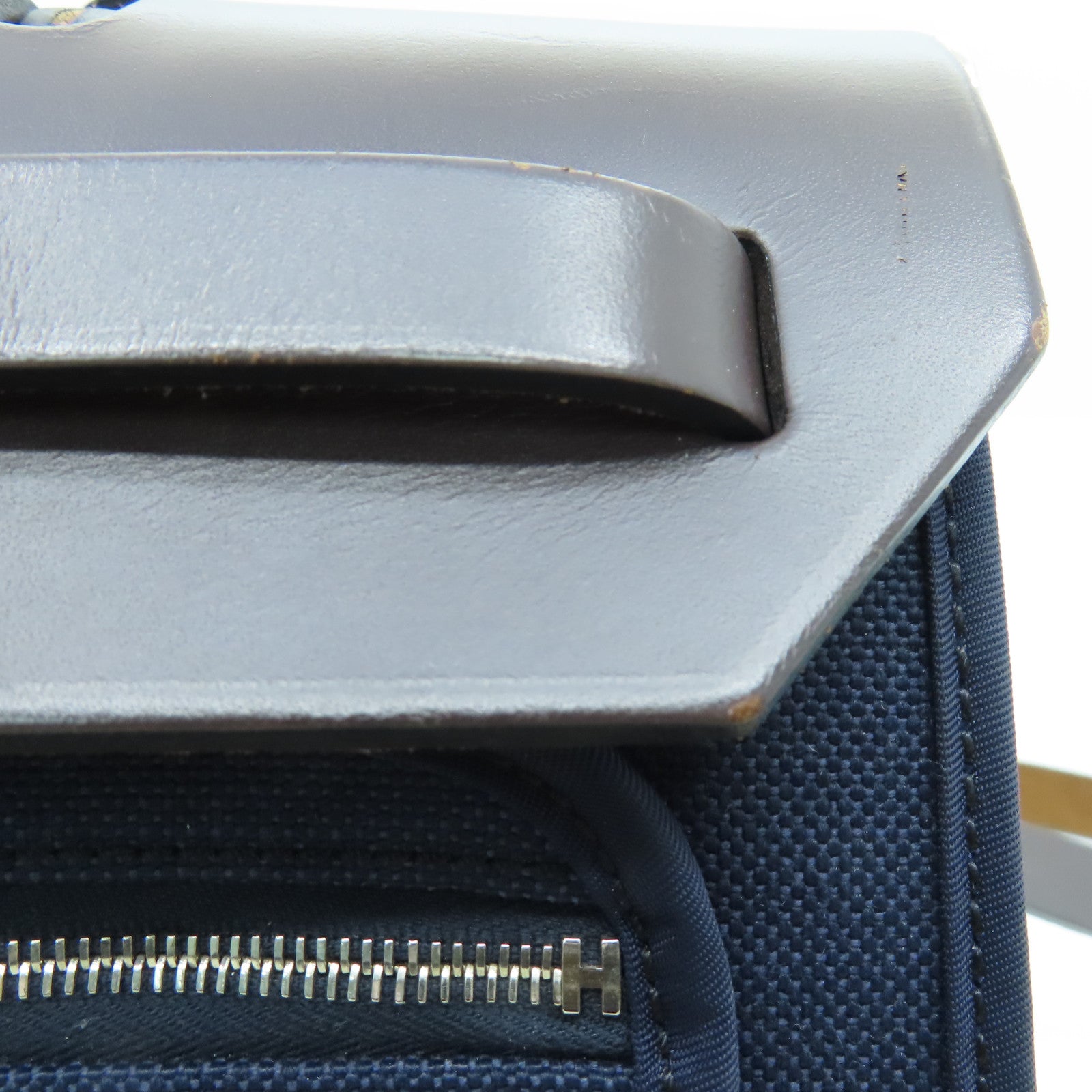 HERMES 帆布Herbag PM银扣肩带包Blue Saphire蓝色