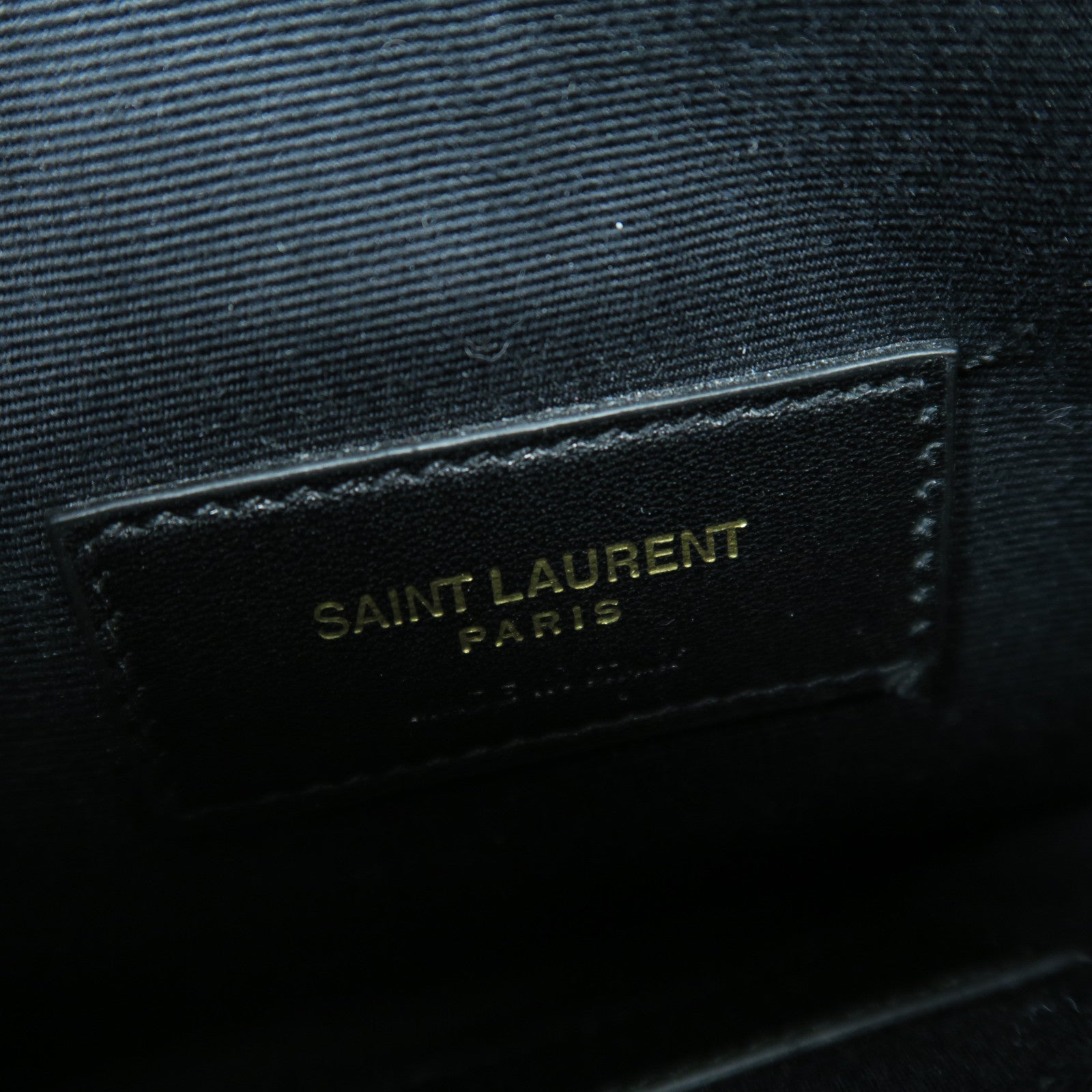 SAINT LAURENT 斜紋牛皮皮革Pouch金扣手拿包灰色