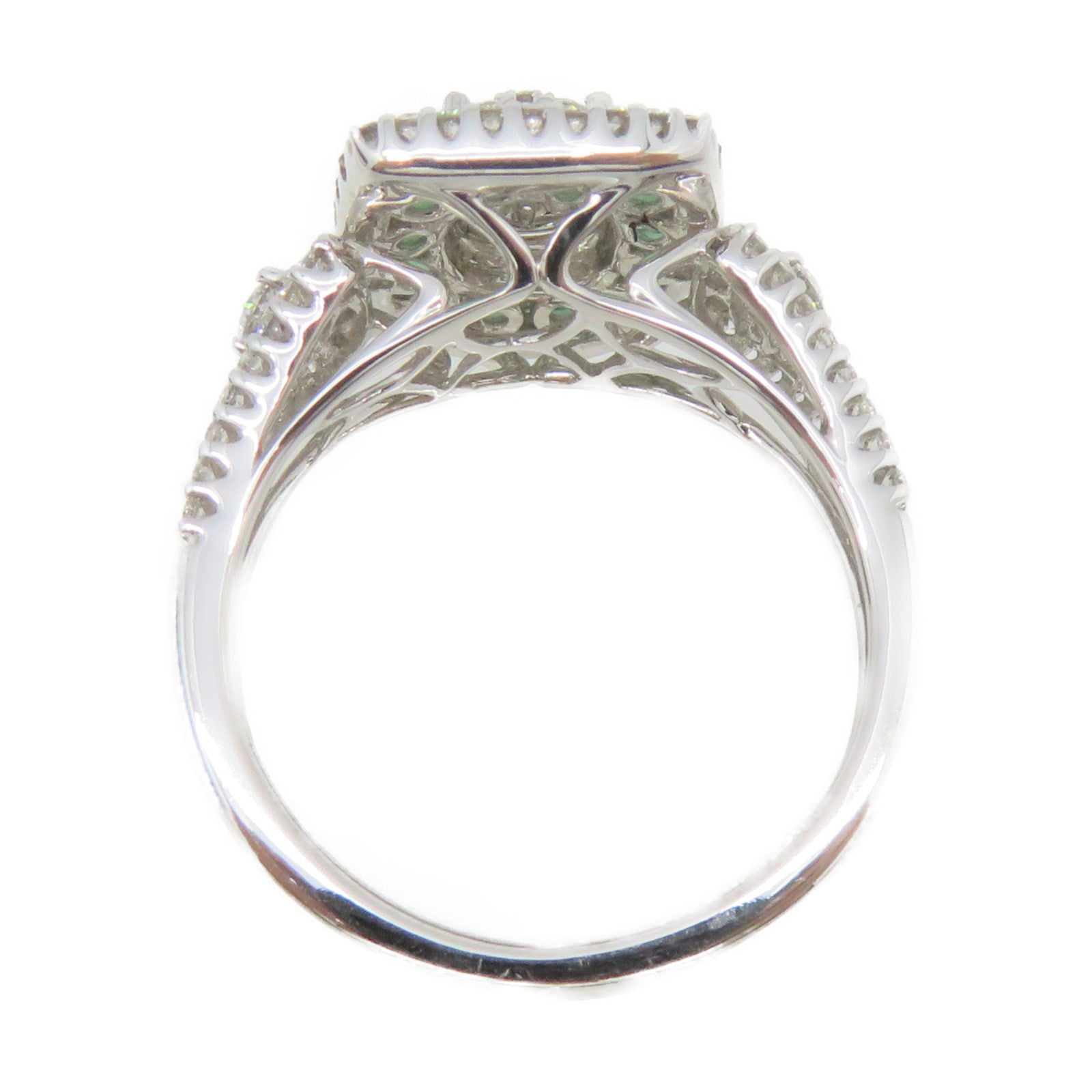 JEWELRY 18K白金/0.35ct綠寶石/0.66ct鑽石Emerald Ring戒指US#6