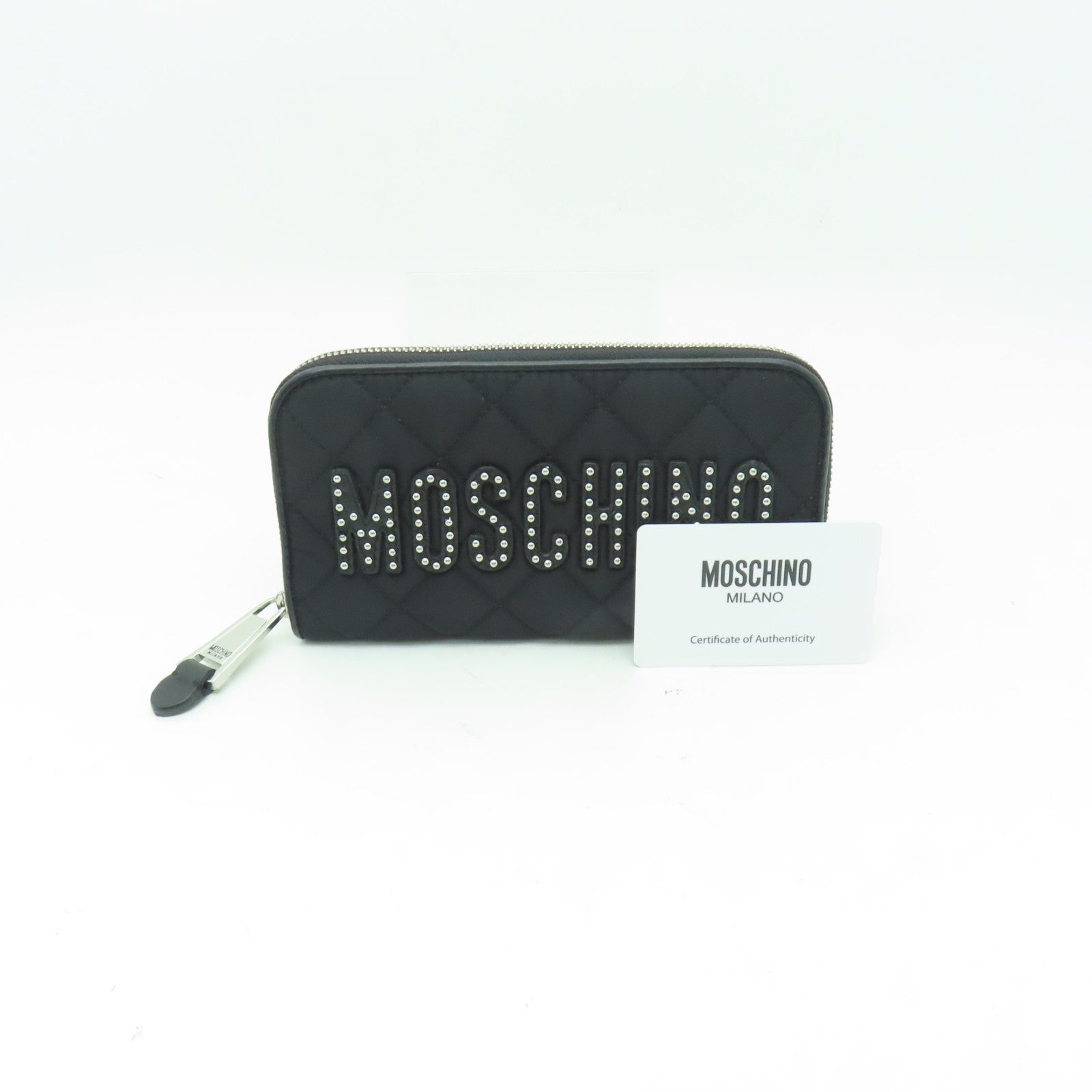 MOSCHINO 尼龍Zippied Long Wallet銀扣長錢包黒色