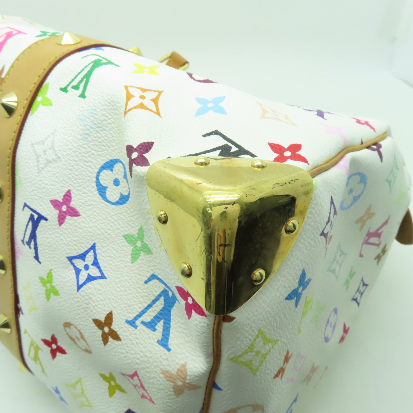 LOUIS VUITTON Monogram Multicolore Keepall 45金扣手挽袋彩色/白色