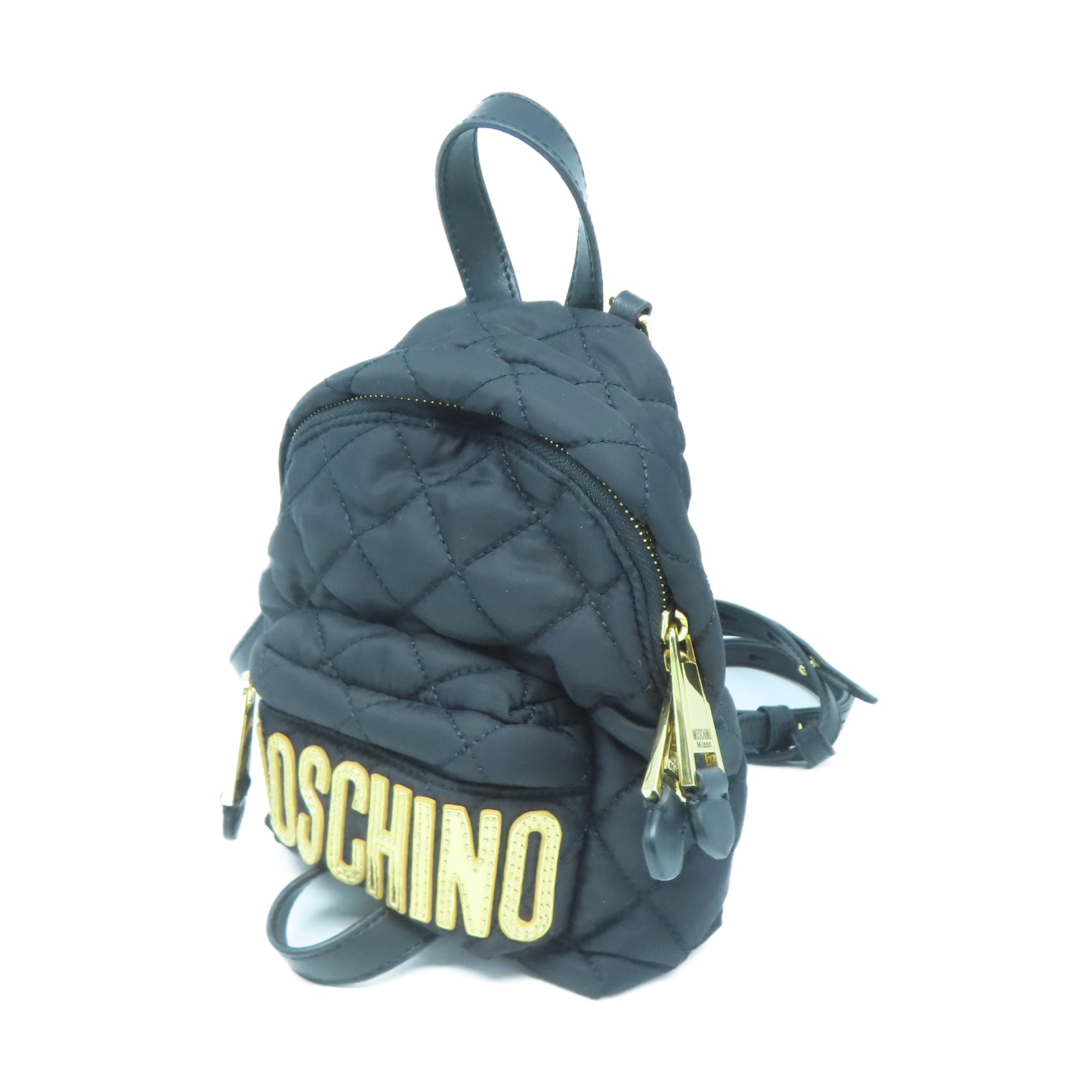 MOSCHINO 尼龍Mini Backpack背包金扣背包黑色