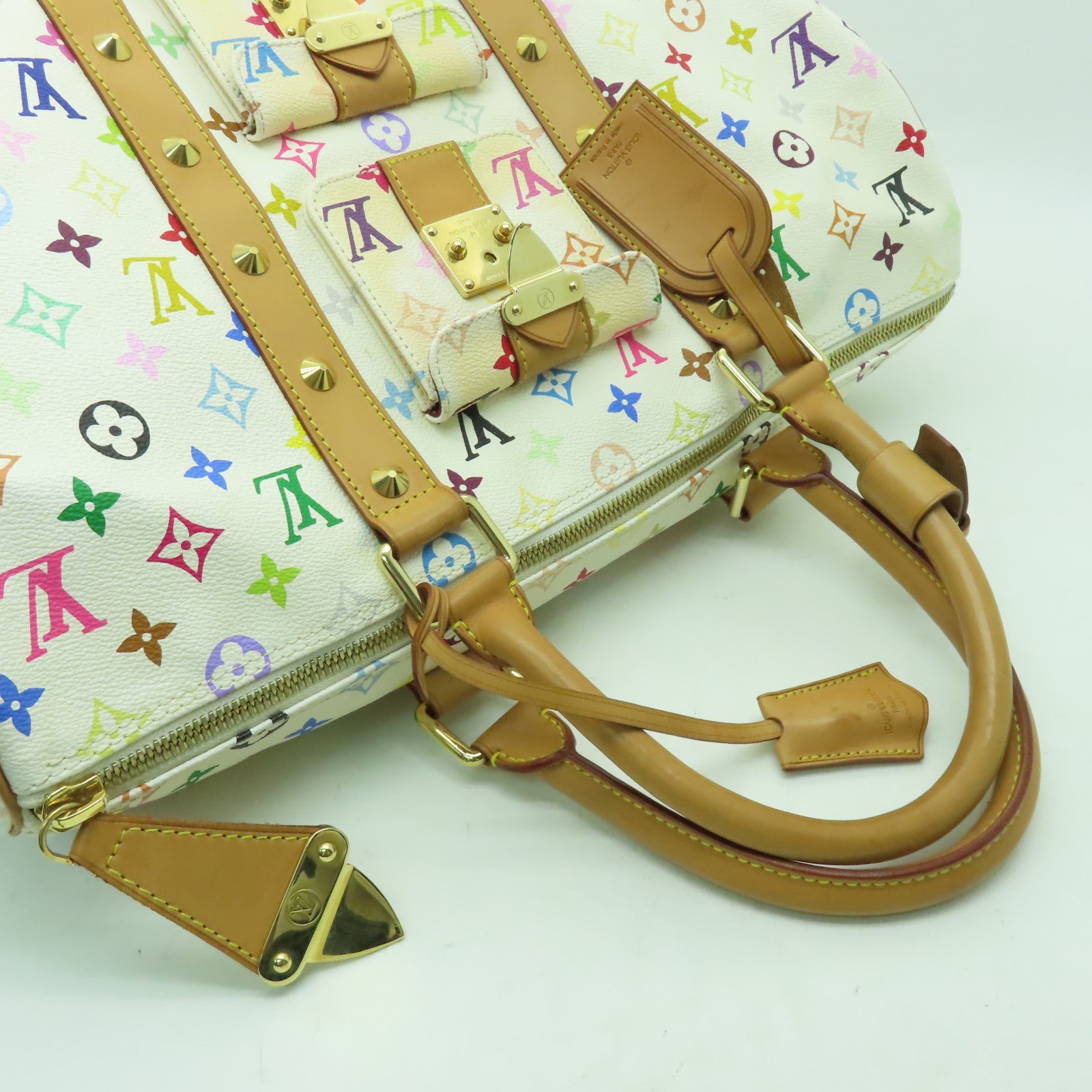 LOUIS VUITTON Monogram Multicolore Keepall 45金扣手挽袋彩色/白色