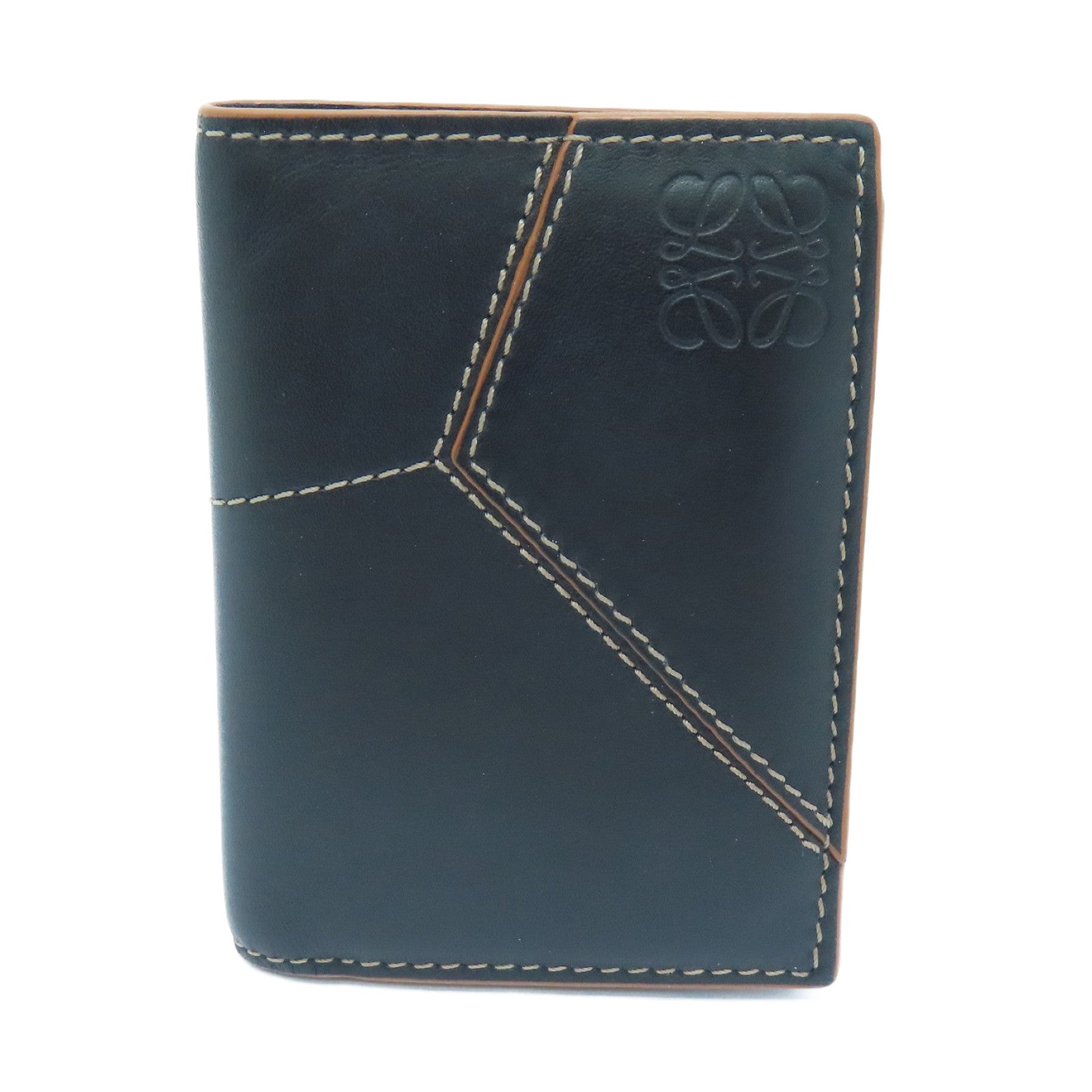 LOEWE Sheepskin Leather Card Case Black Brown