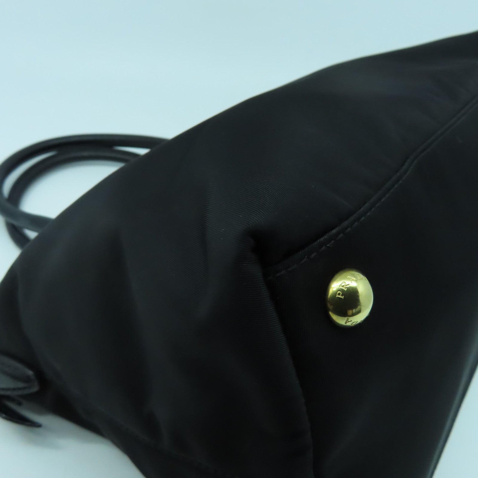 PRADA 尼龍/牛皮皮革2 Way Shoulder Bag金扣手挽肩背兩用袋黑色