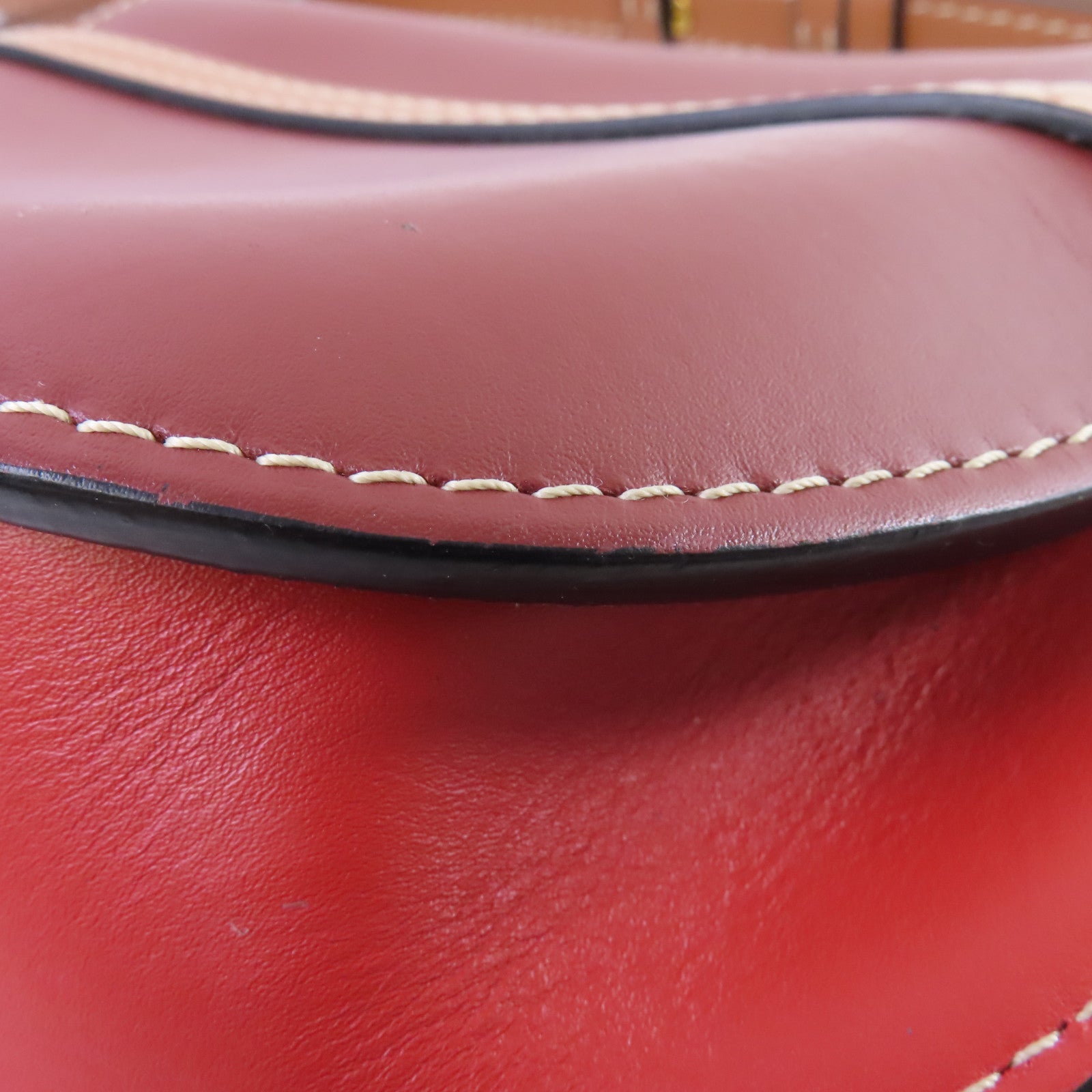 LOEWE 牛皮皮革Gate Shoulder Bag肩背袋啡色/紅色