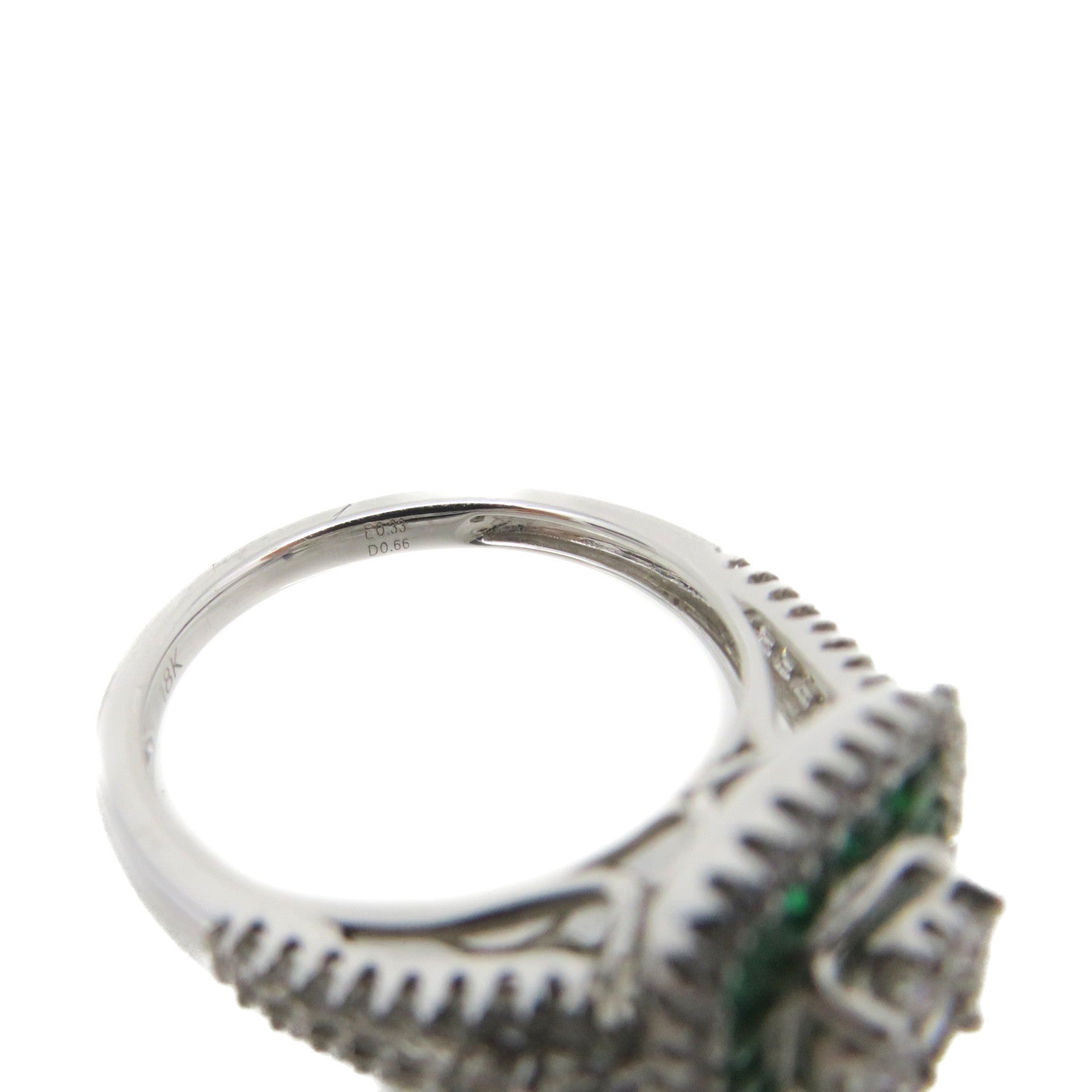 JEWELRY 18K白金/0.35ct綠寶石/0.66ct鑽石Emerald Ring戒指US#6