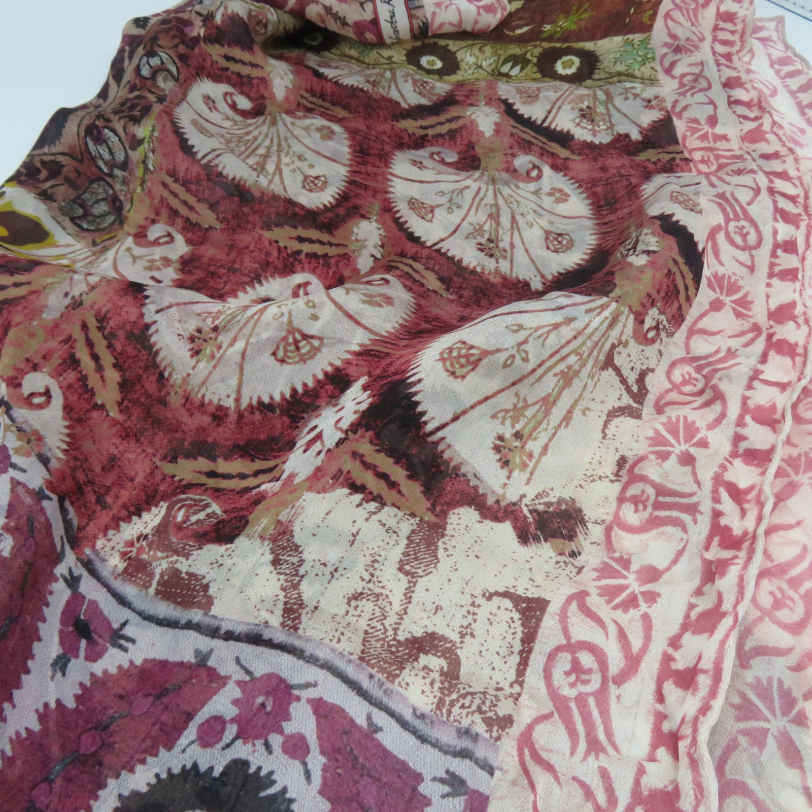 Salvatore Ferragamo 絲質Scarf圍巾粉紅色/啡色