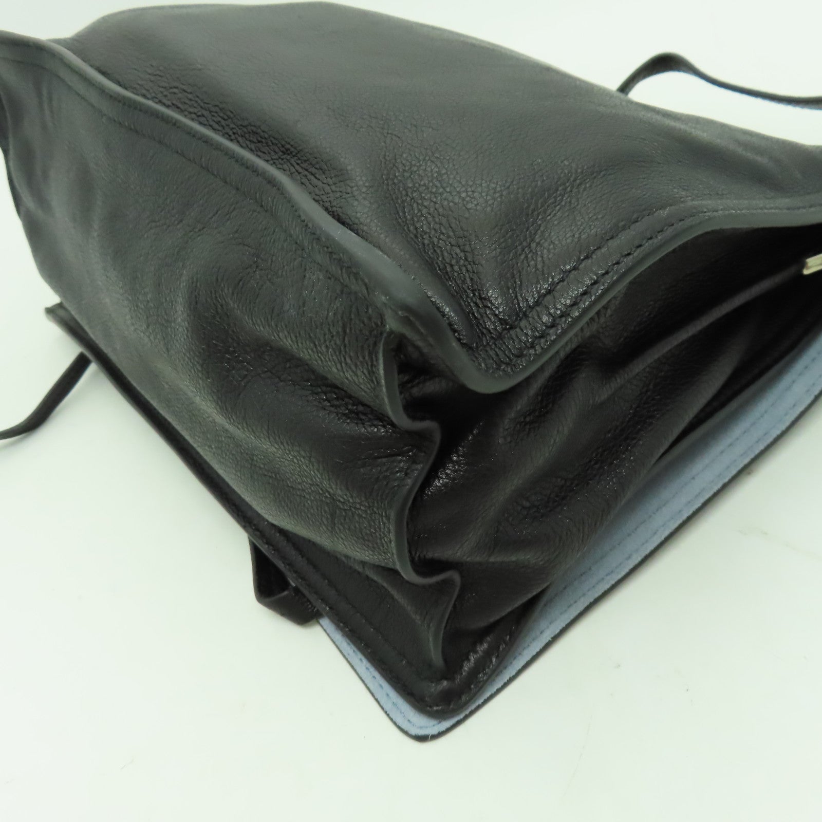 PRADA 牛皮皮革Shoulder Bag銀扣手挽肩背兩用袋黑色