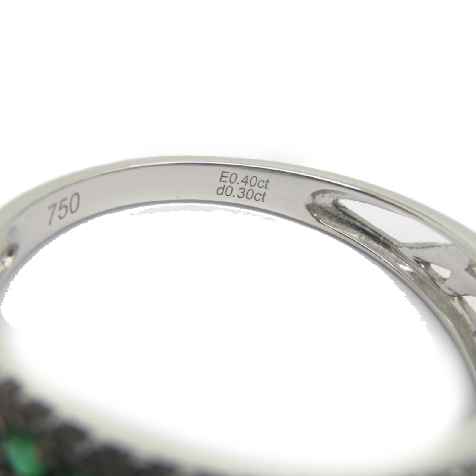 JEWELRY 18K白金Emerald Diamond Ring 0.4ct綠寶石/0.3ct鑽石戒指US#6.5