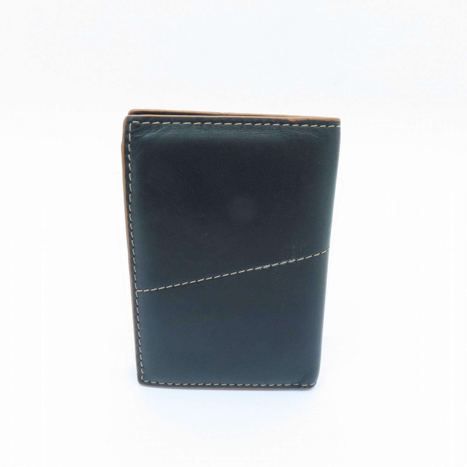 LOEWE Sheepskin Leather Card Case Black Brown