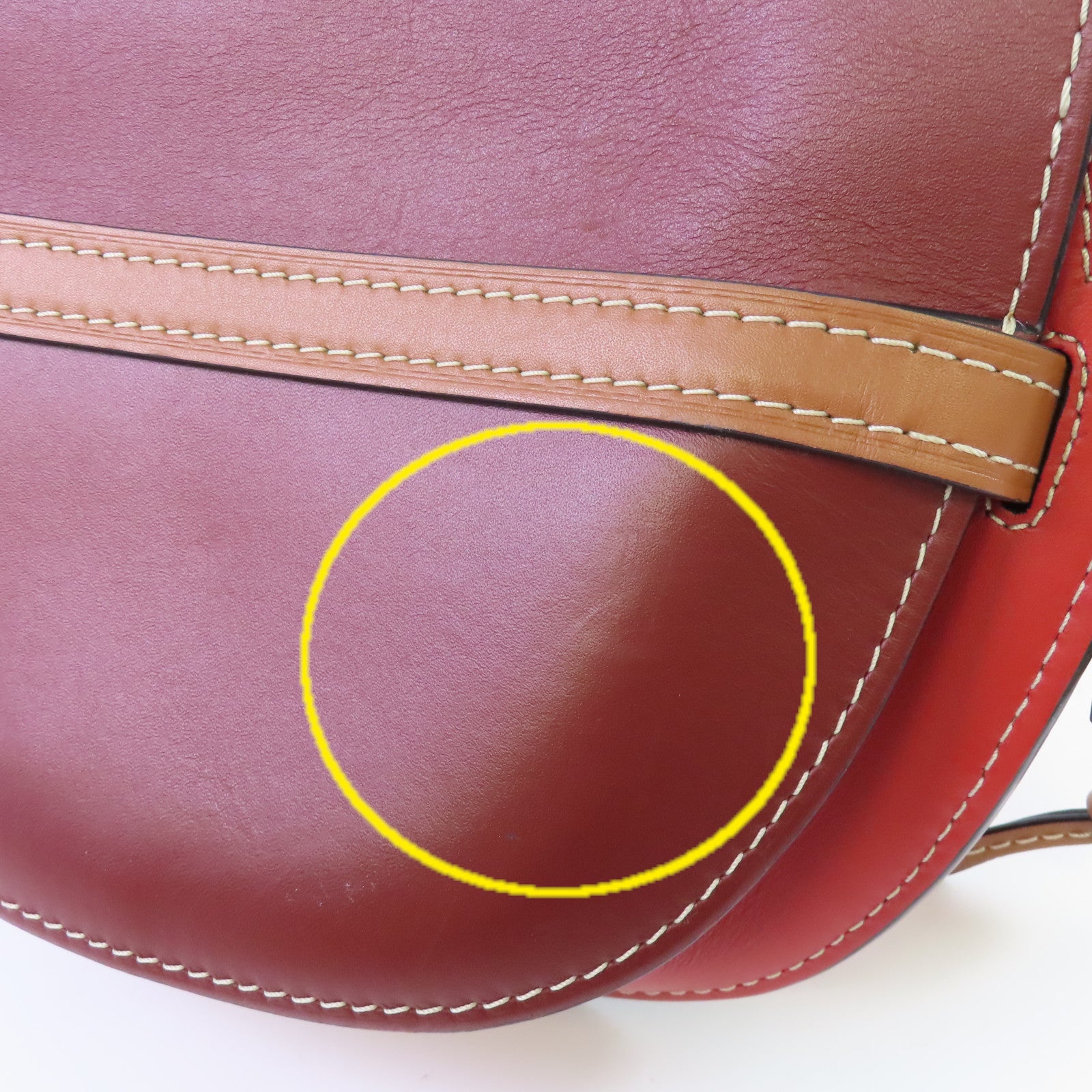 LOEWE 牛皮皮革Gate Shoulder Bag肩背袋啡色/紅色