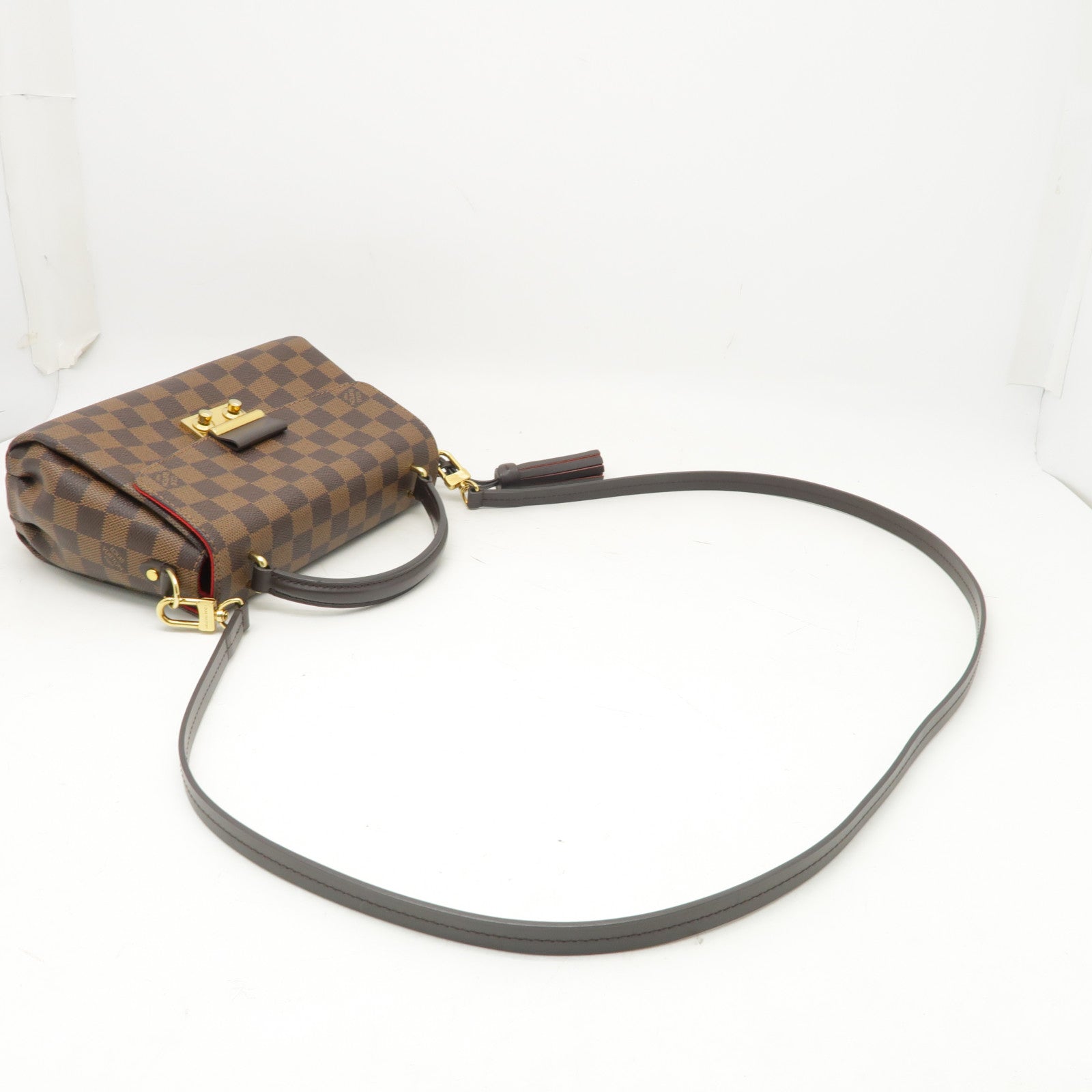 LOUIS VUITTON Damier Croisette金扣手挽肩背兩用袋棕色