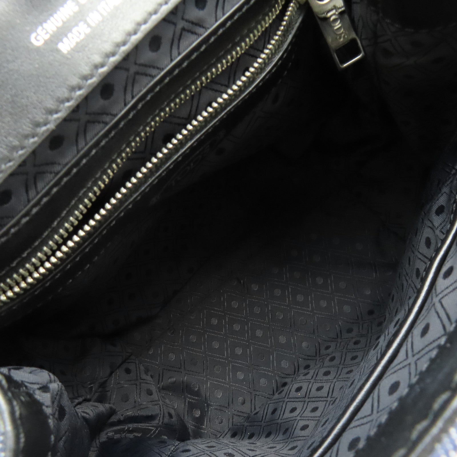 TOD’S 牛仔布/牛皮皮革2Way Backpack背包寶藍色/黑色
