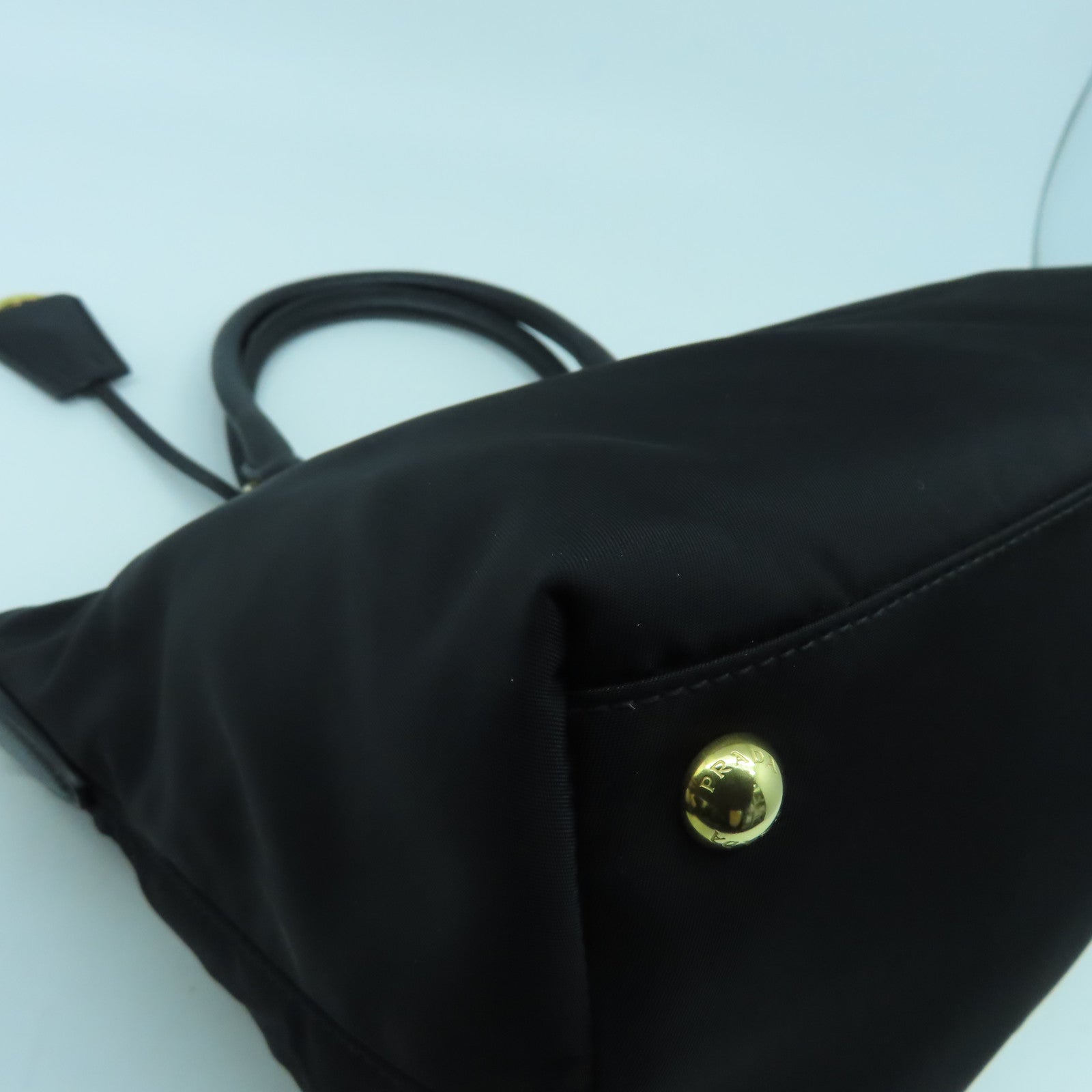 PRADA 尼龍/牛皮皮革2 Way Shoulder Bag金扣手挽肩背兩用袋黑色