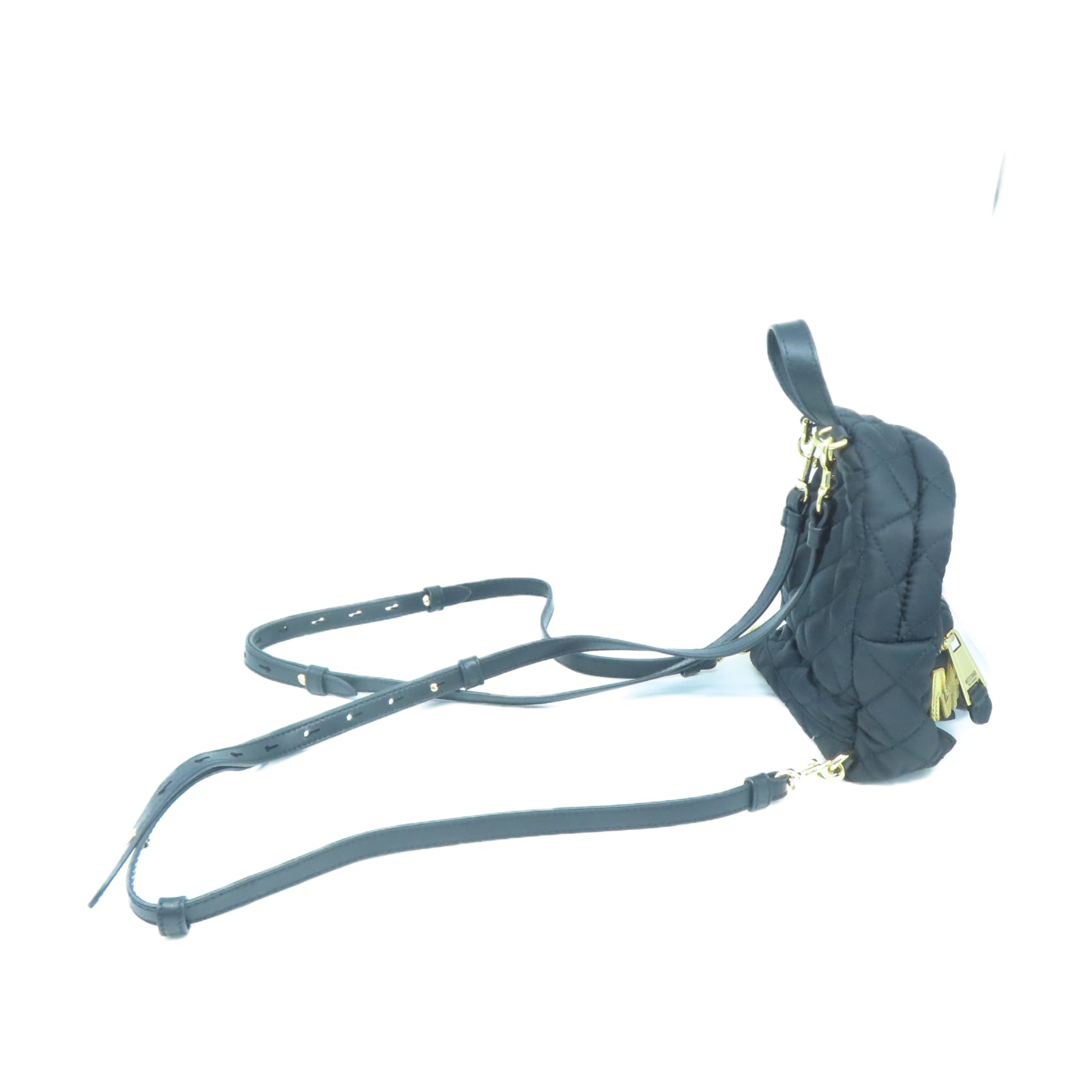 MOSCHINO 尼龍Mini Backpack背包金扣背包黑色
