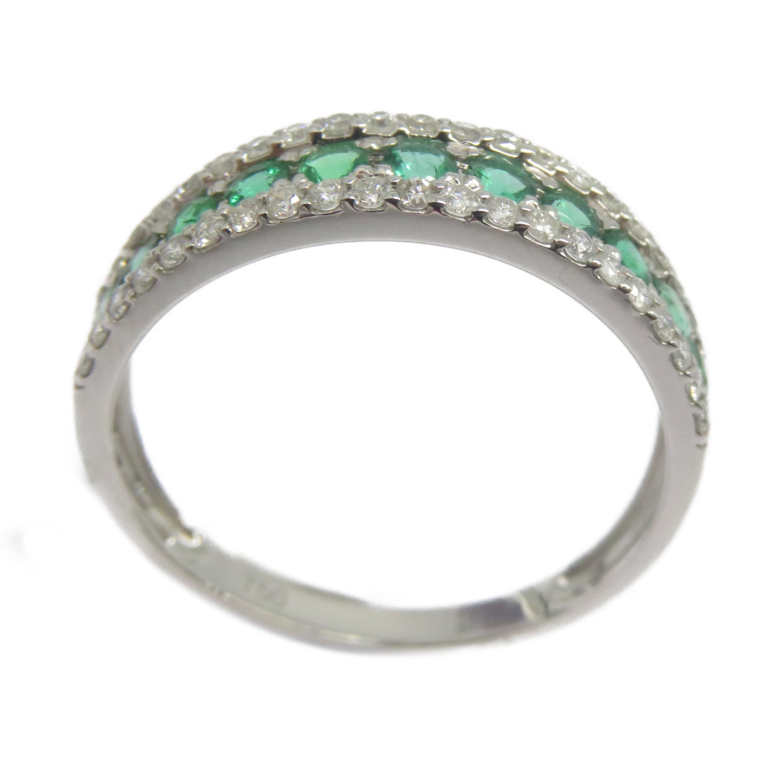JEWELRY 18K白金Emerald Diamond Ring 0.4ct綠寶石/0.3ct鑽石戒指US#6.5