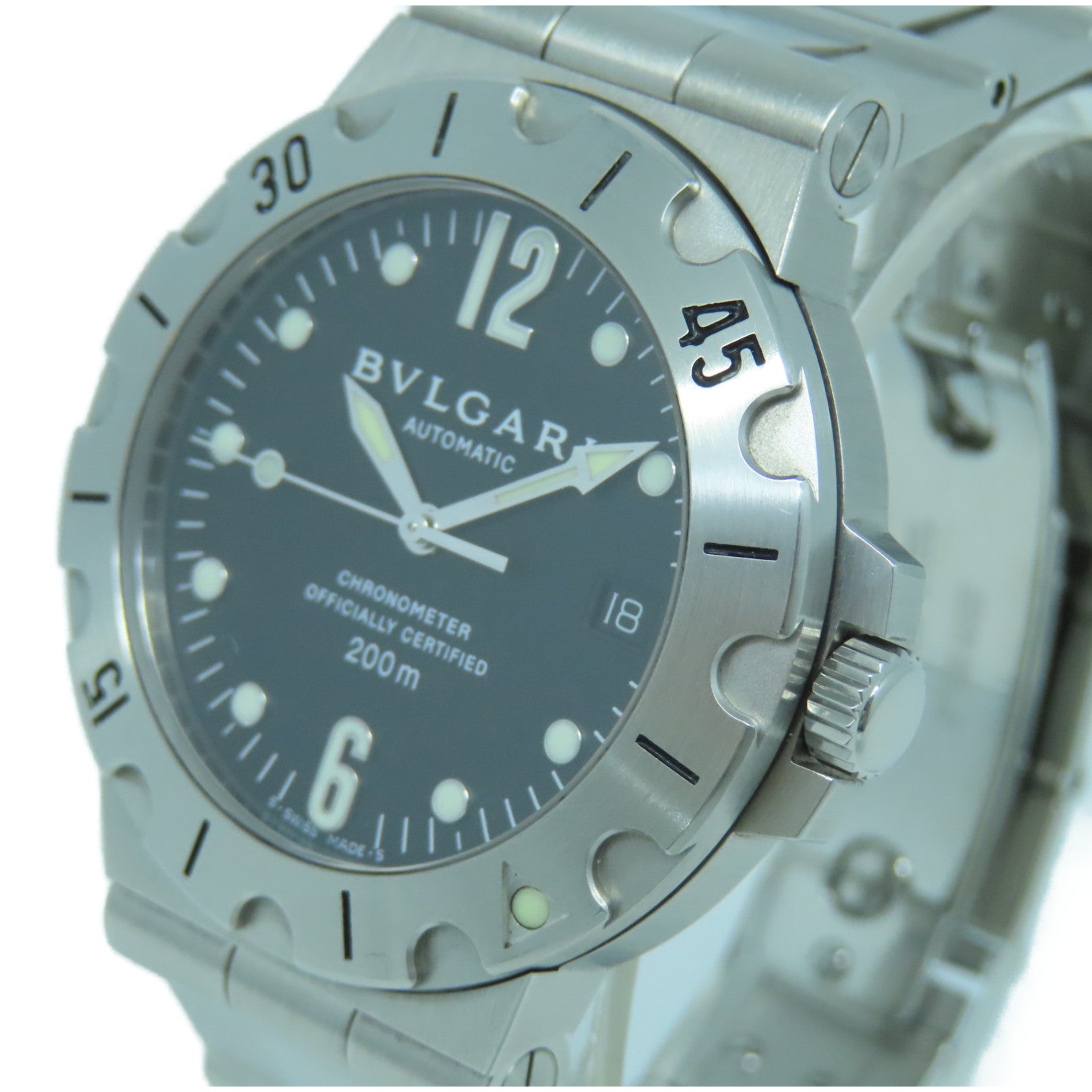 BVLGARI Watch不鏽鋼手錶自動機芯黒色