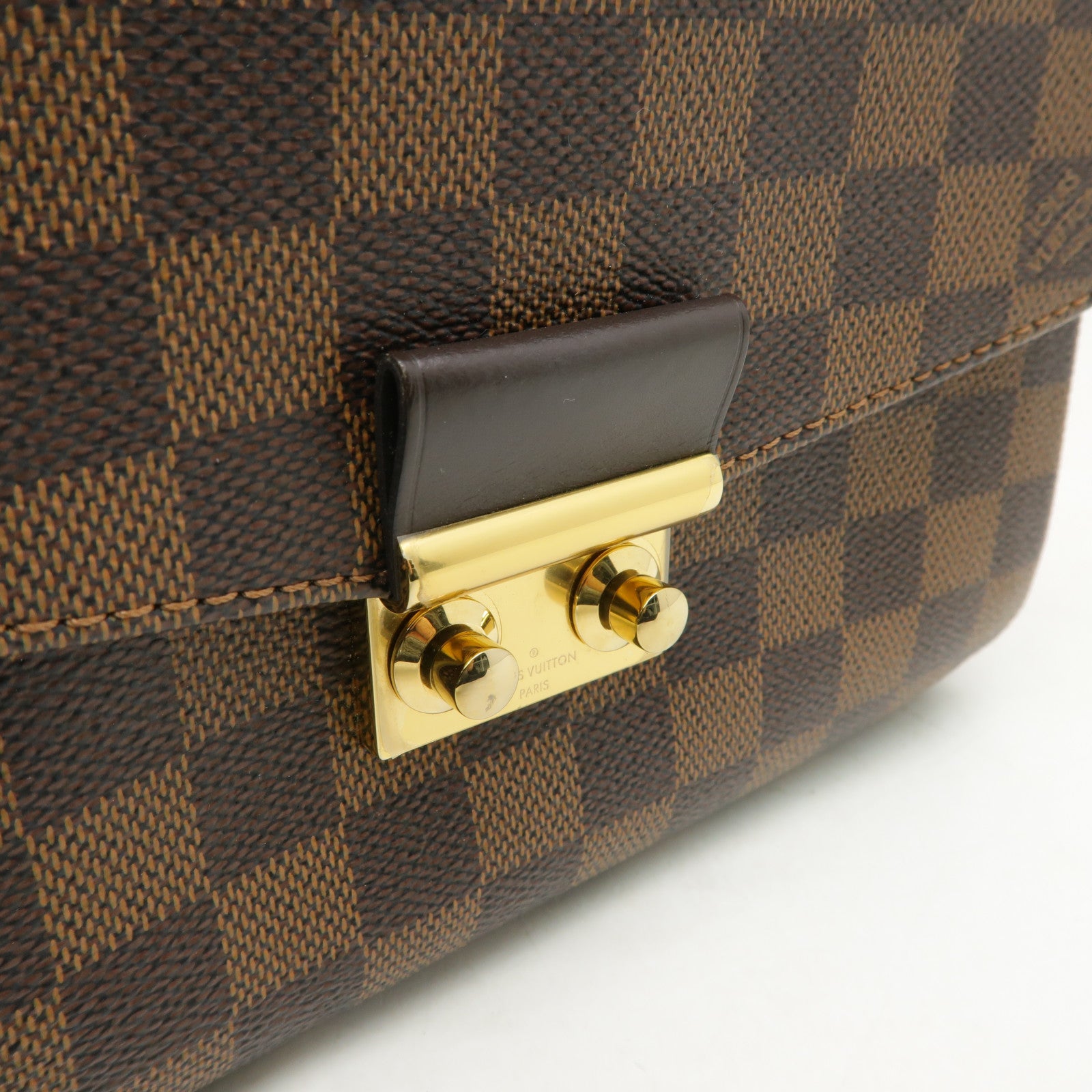 LOUIS VUITTON Damier Croisette金扣手挽肩背兩用袋棕色
