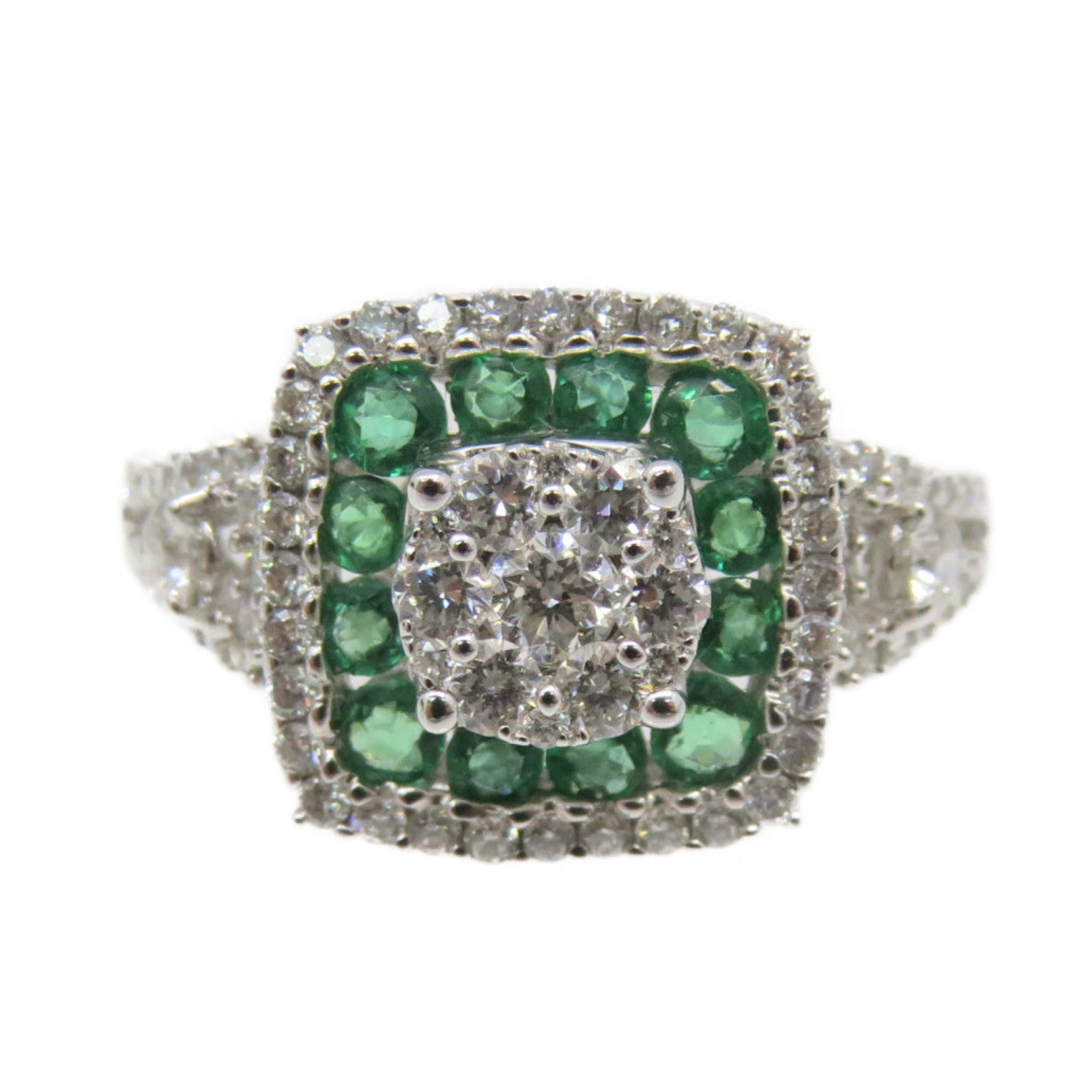 JEWELRY 18K白金/0.35ct綠寶石/0.66ct鑽石Emerald Ring戒指US#6