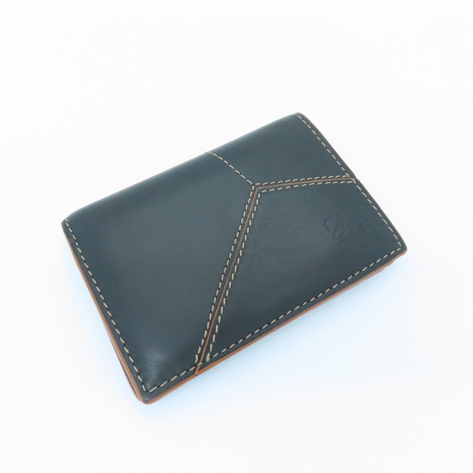LOEWE Sheepskin Leather Card Case Black Brown