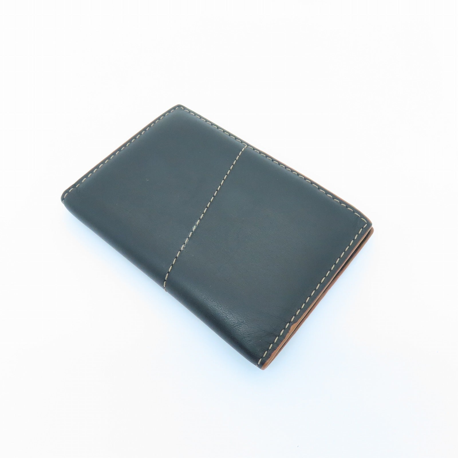 LOEWE Sheepskin Leather Card Case Black Brown