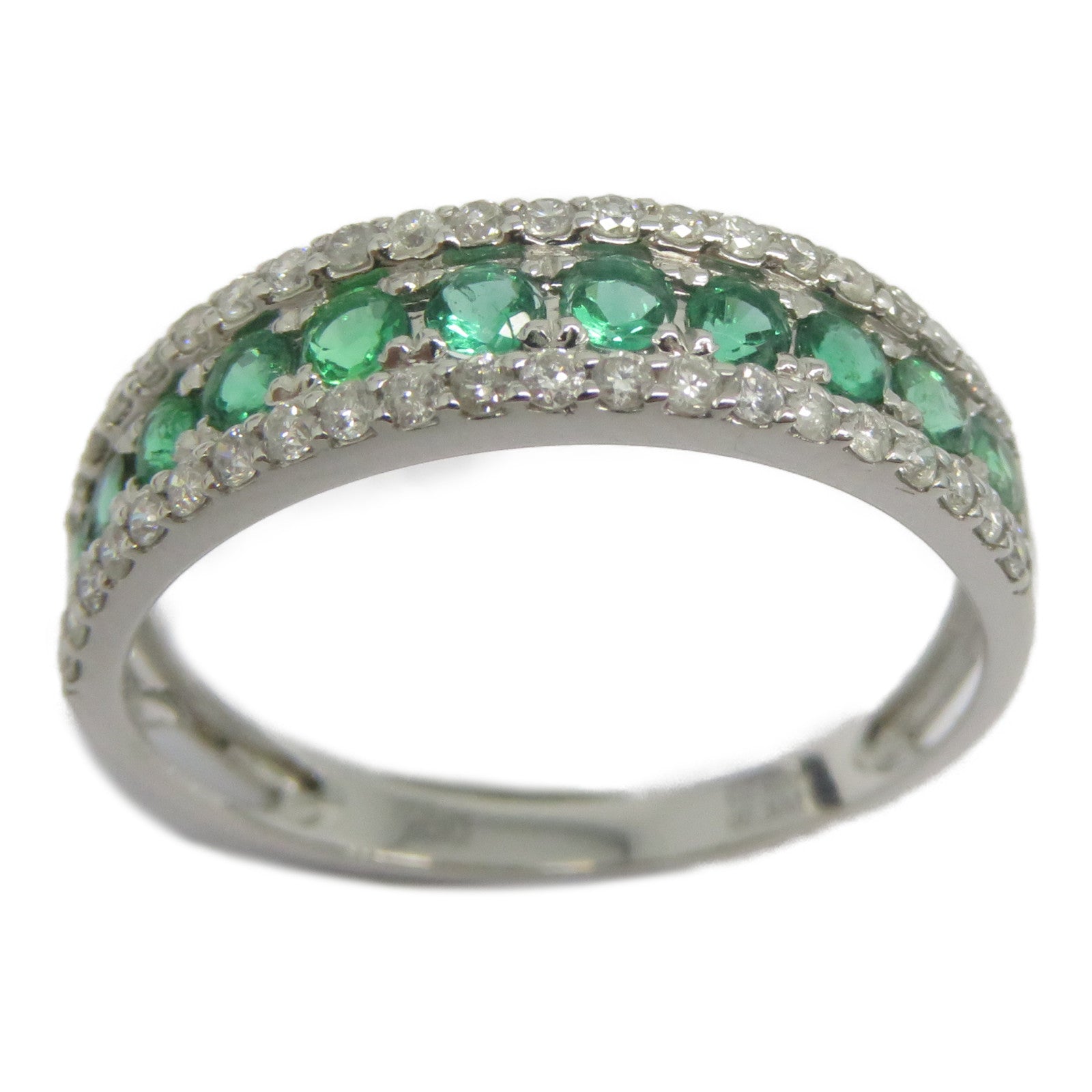 JEWELRY 18K白金Emerald Diamond Ring 0.4ct綠寶石/0.3ct鑽石戒指US#6.5