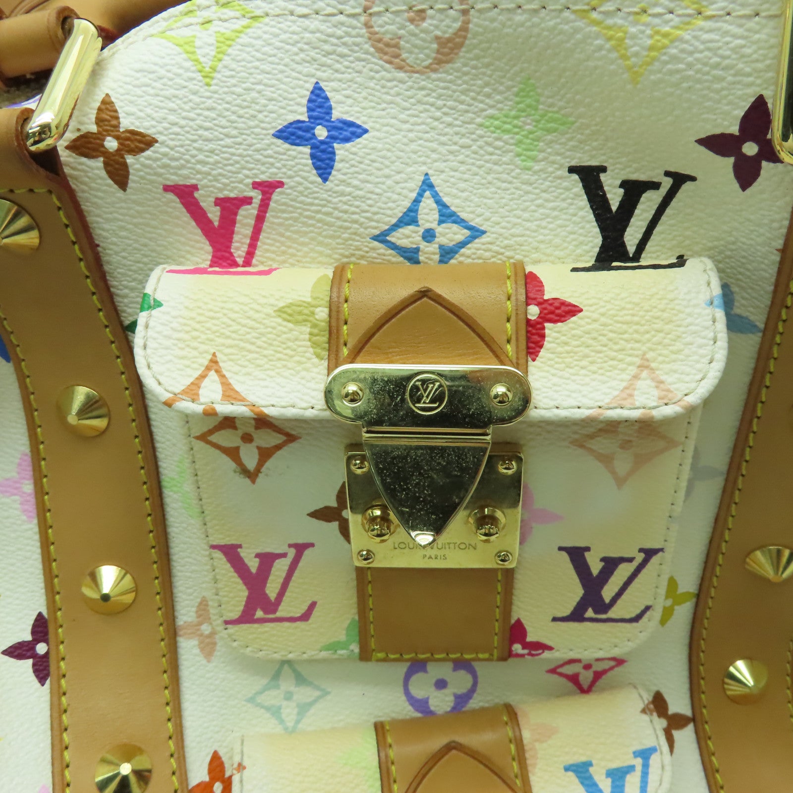 LOUIS VUITTON Monogram Multicolore Keepall 45金扣手挽袋彩色/白色