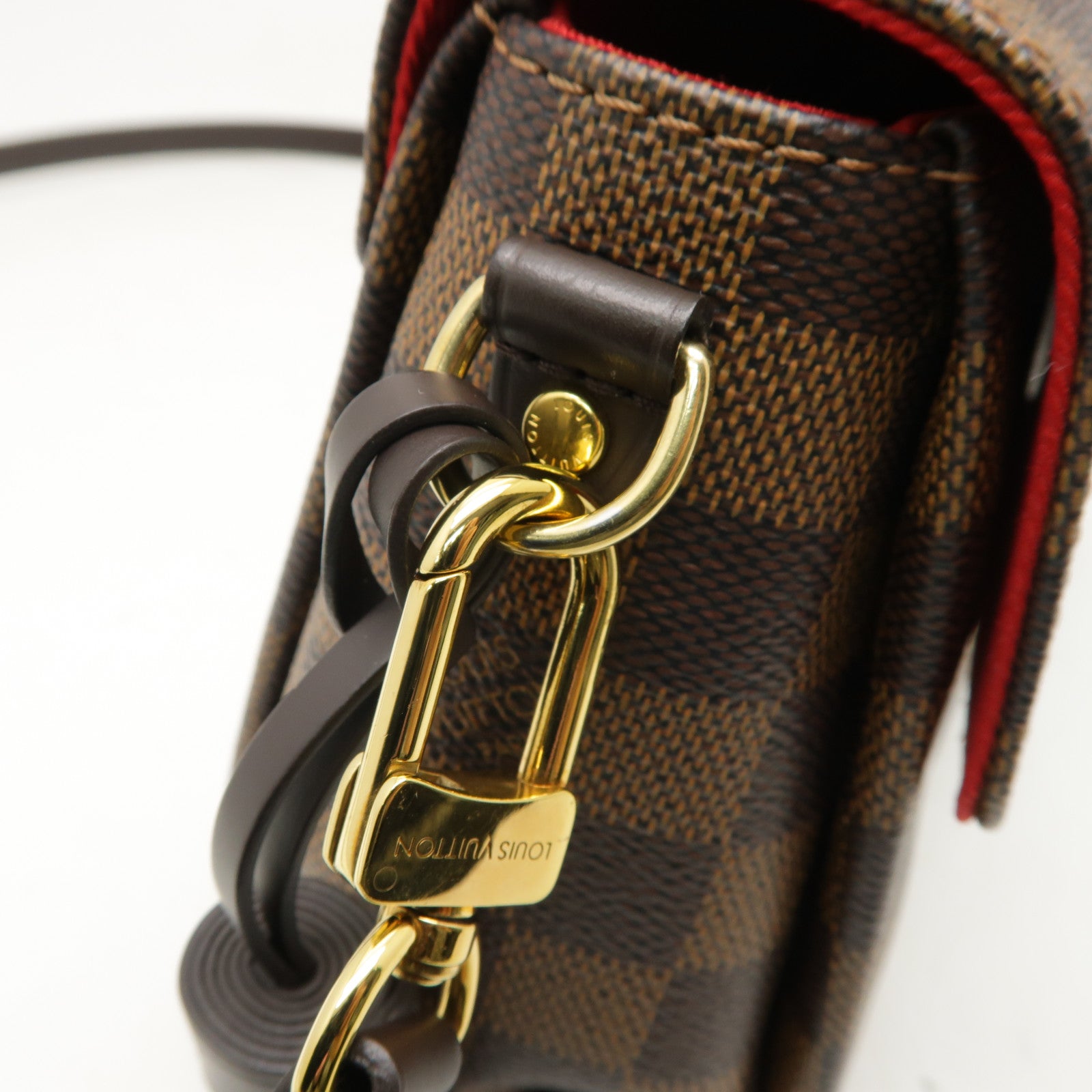 LOUIS VUITTON Damier Croisette金扣手挽肩背兩用袋棕色