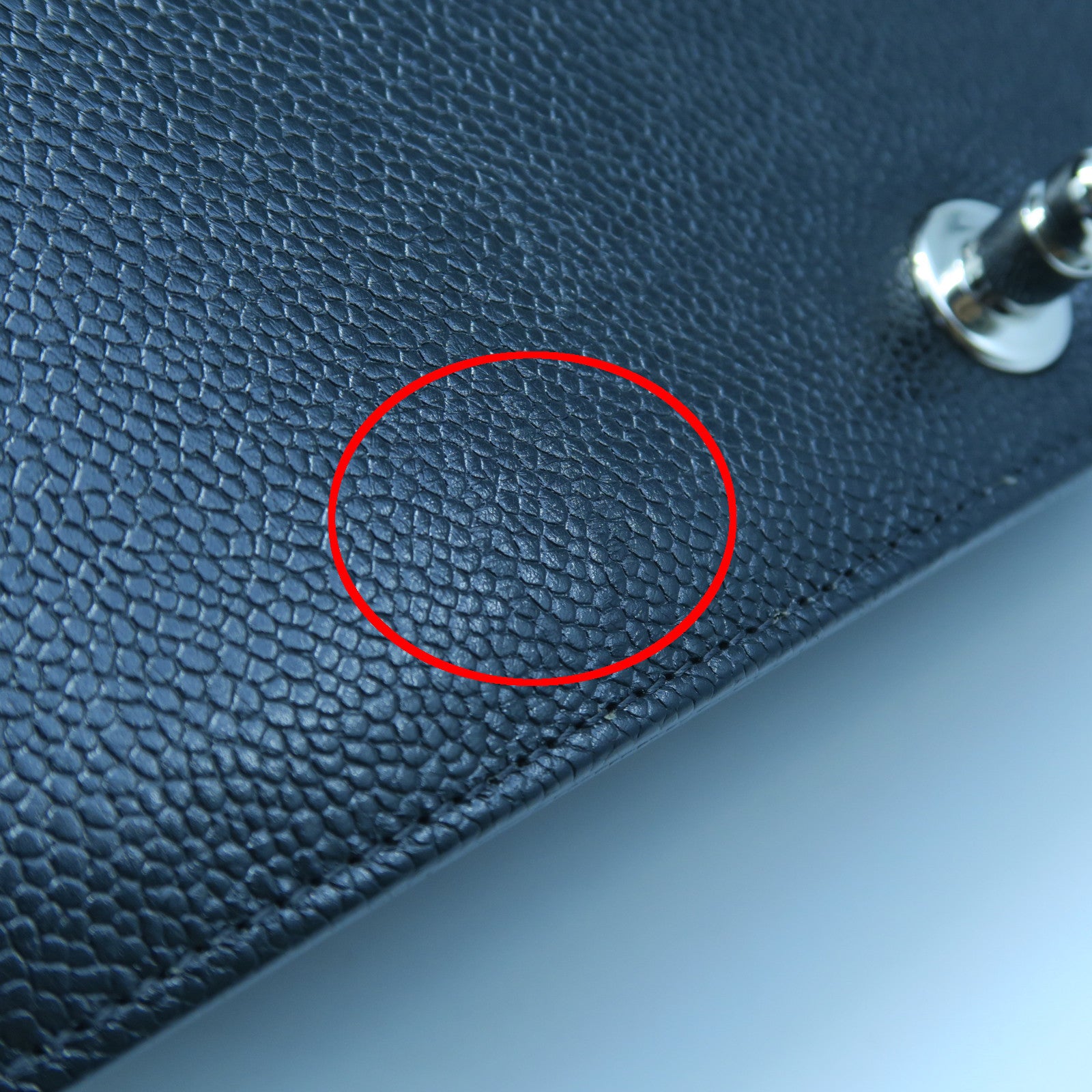 CHANEL 斜紋牛皮皮革Chain Shoulder銀扣鏈帶肩背袋黑色