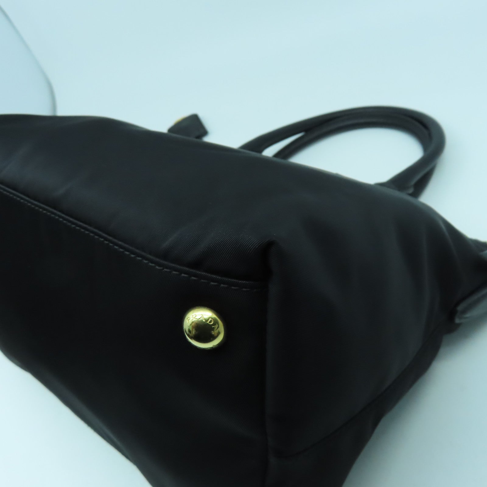 PRADA 尼龍/牛皮皮革2 Way Shoulder Bag金扣手挽肩背兩用袋黑色