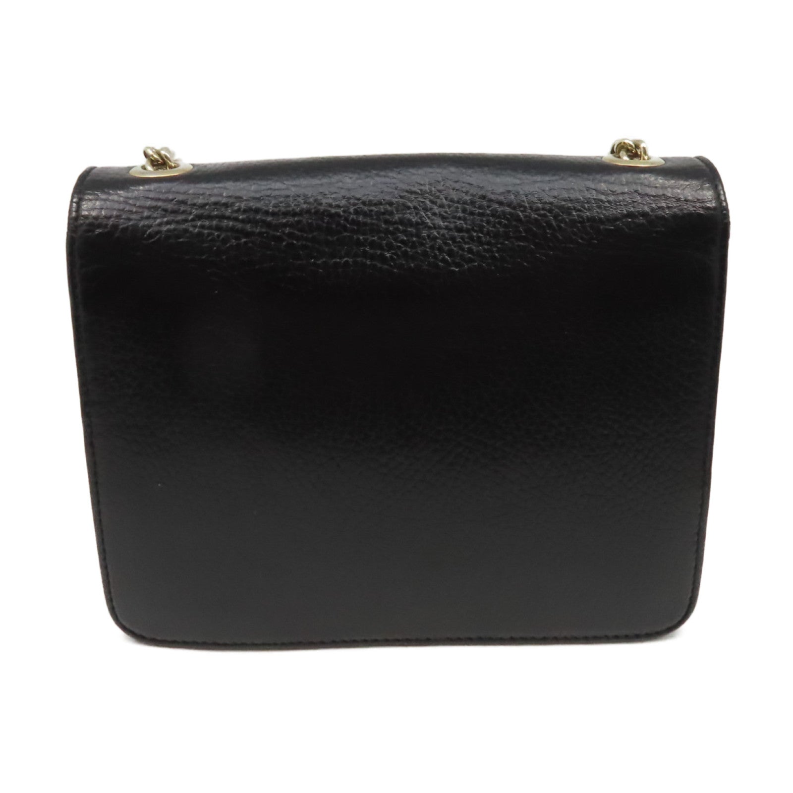GUCCI 牛皮皮革Chain Shoulder Bag金扣鏈帶肩背袋黑色