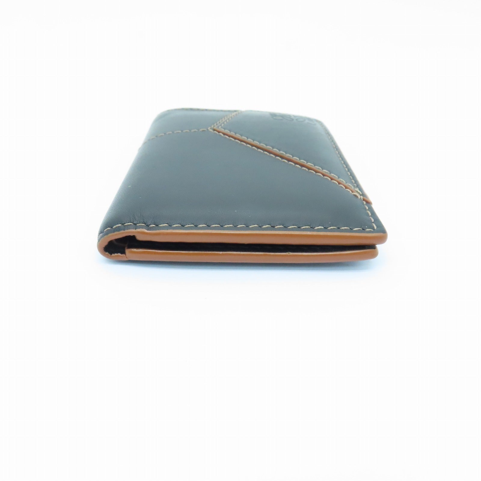 LOEWE Sheepskin Leather Card Case Black Brown