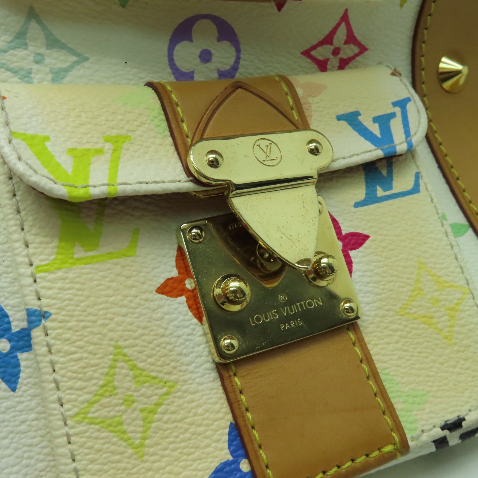 LOUIS VUITTON Monogram Multicolore Keepall 45金扣手挽袋彩色/白色