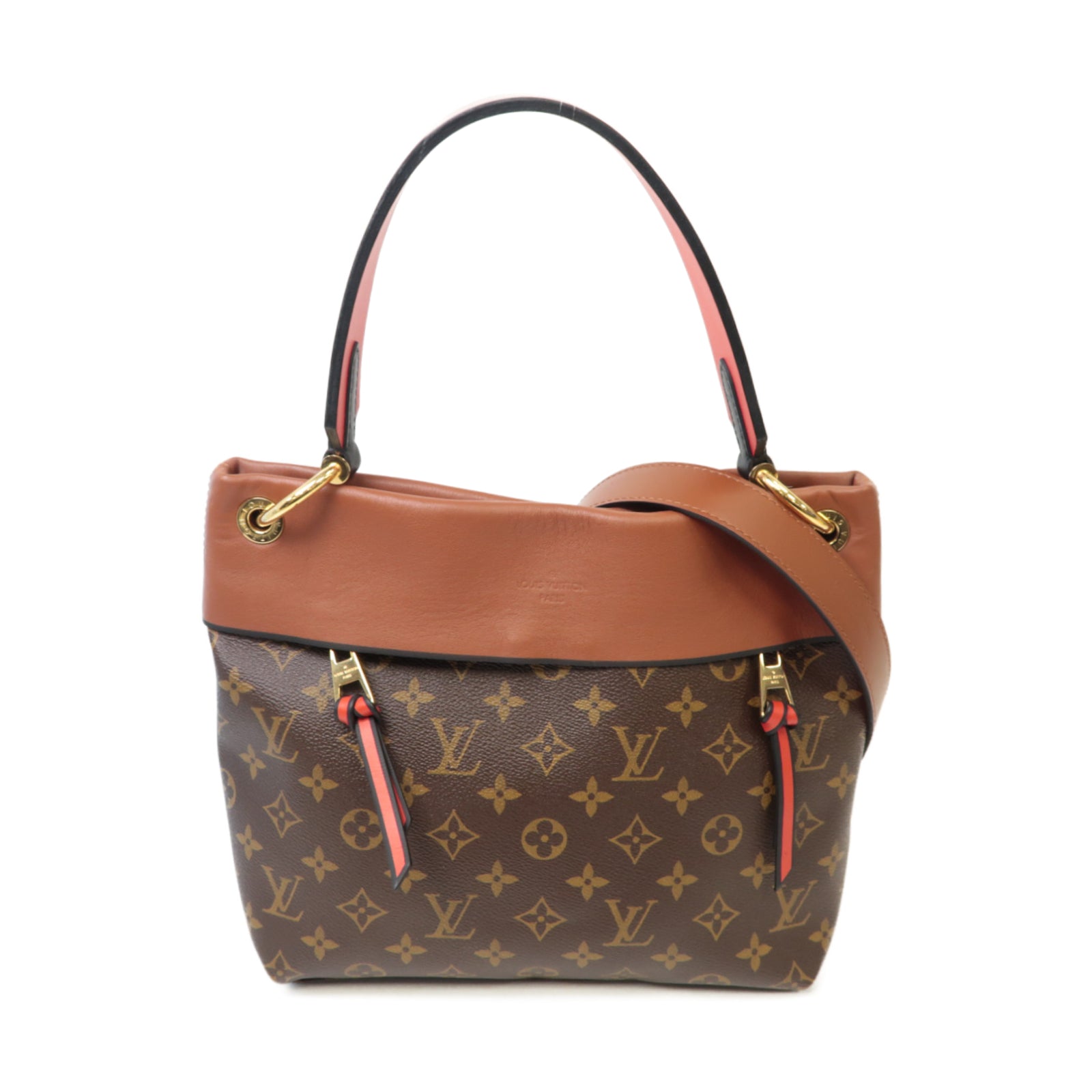 LOUIS VUITTON Monogram Tuileries Besace金扣手挽肩背兩用袋啡色/紅色