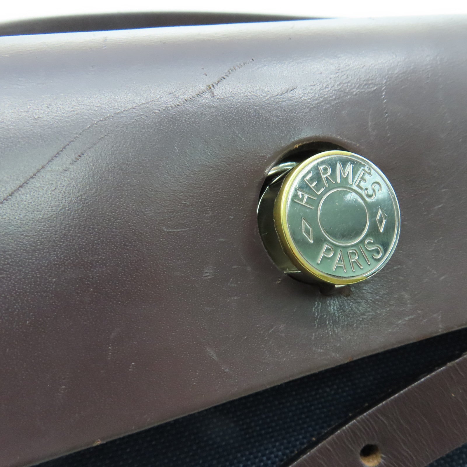 HERMES 帆布Herbag PM银扣肩带包Blue Saphire蓝色