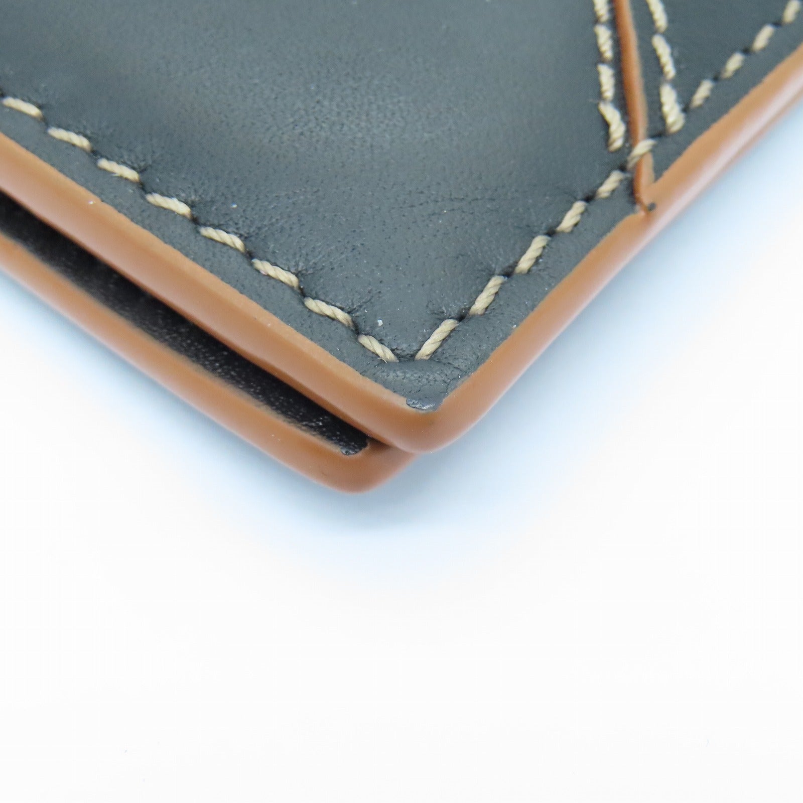 LOEWE Sheepskin Leather Card Case Black Brown