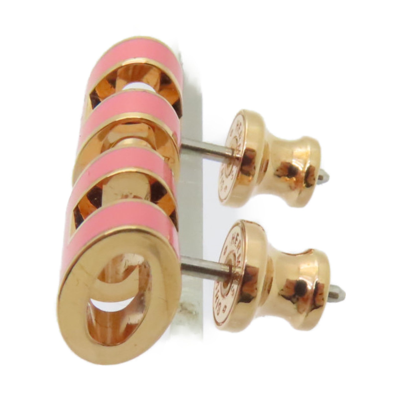 HERMES Metal Mini Pop H Earrings Pink/Gold