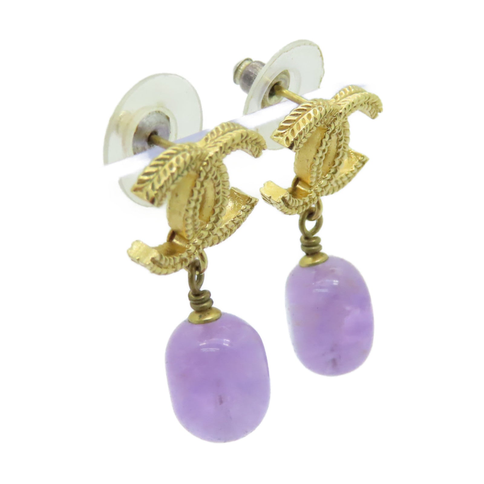 CHANEL 金屬Earrings耳環紫色/金色