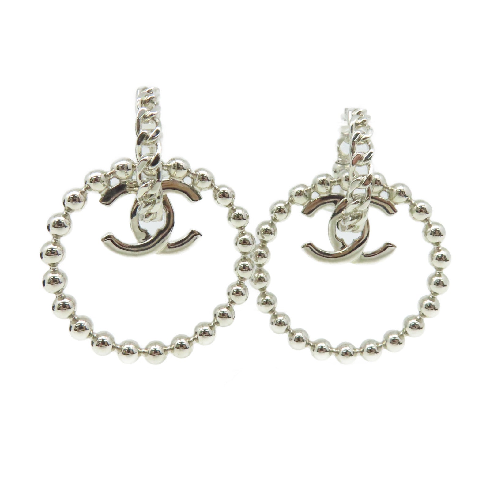 CHANEL 金屬CC Earrings耳環銀色