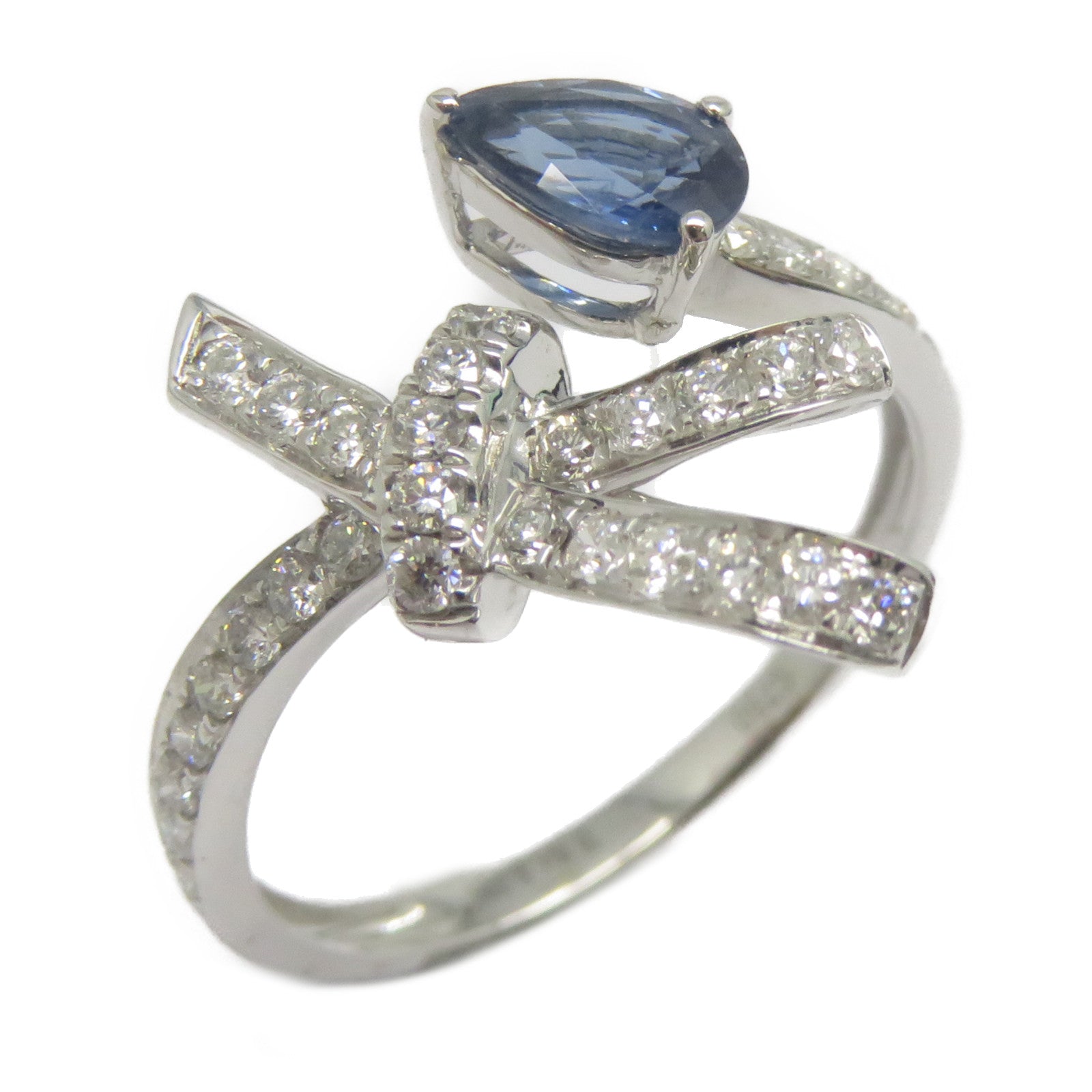 JEWELRY 18K白金Sapphire Diamond Ring 0.46ct藍寶石/0.372ct鑽石戒指US#6.5