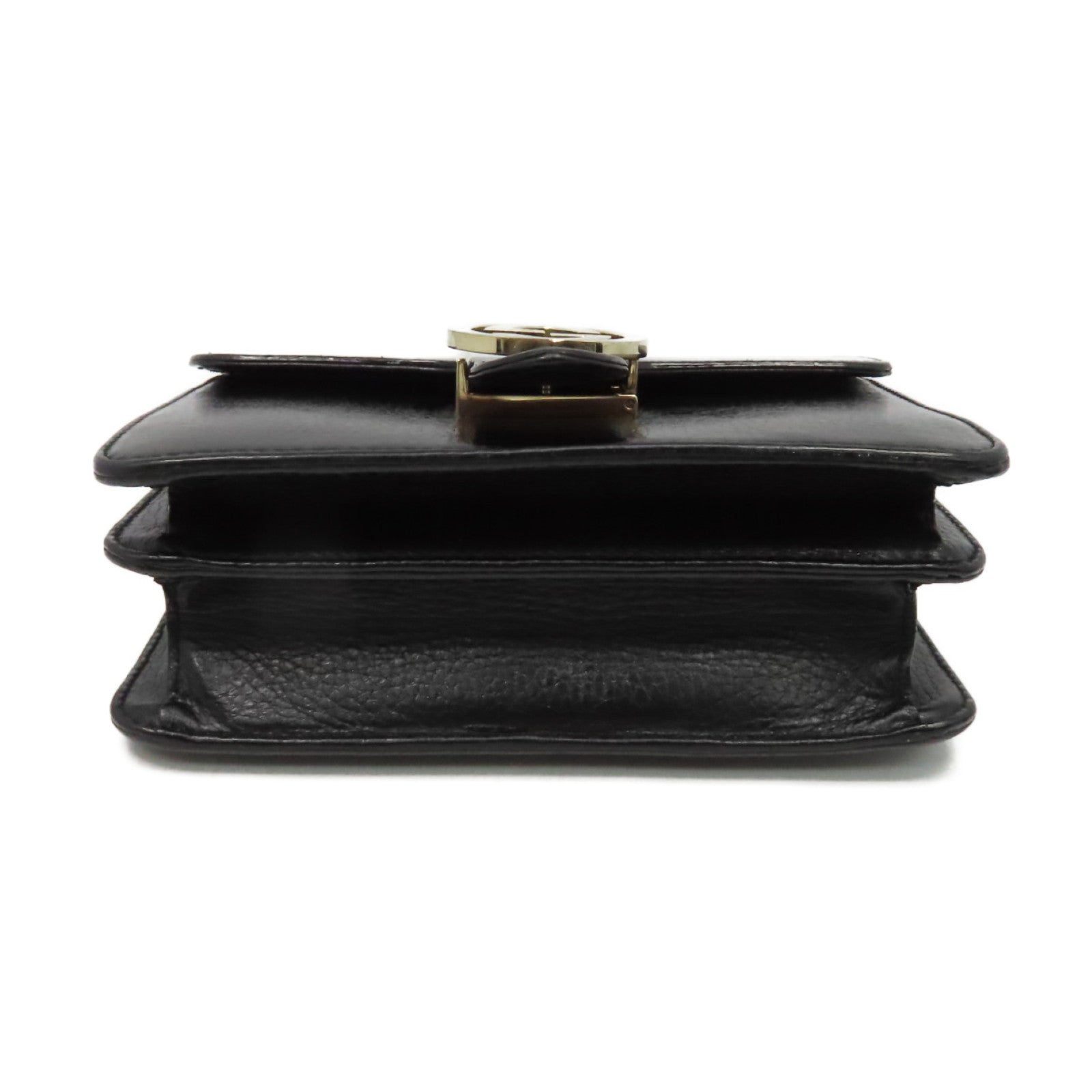 GUCCI 牛皮皮革Chain Shoulder Bag金扣鏈帶肩背袋黑色